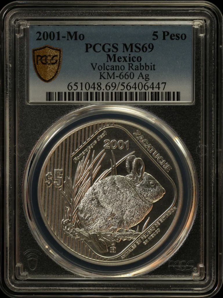 Modern Silver & Minors 5 Peso 2001 Mo KM-660 PCGS MS69 0163243
