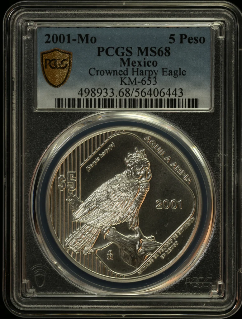 Modern Silver & Minors 5 Peso 2001 Mo KM-653 PCGS MS68 0163234