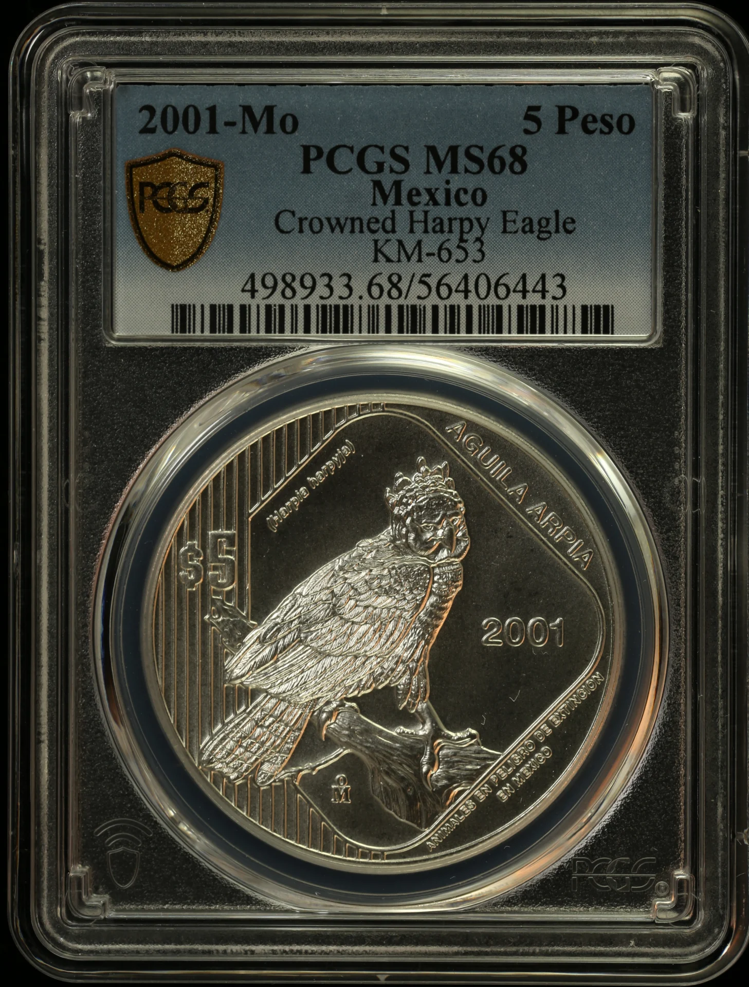 5 Peso Mexican Coins Modern Silver & Minors Modern Silver & Minors 5 Peso 2001 Mo KM-653 PCGS MS68 0163234 Modern Silver & Minors 5 Peso 2001 Mo KM-653 PCGS MS68 0163234Modern Silver & Minors 5 Peso 2001 Mo KM-653 PCGS MS68 0163234