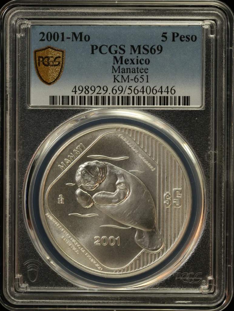 Modern Silver & Minors 5 Peso 2001 Mo KM-651 PCGS MS69 0163244