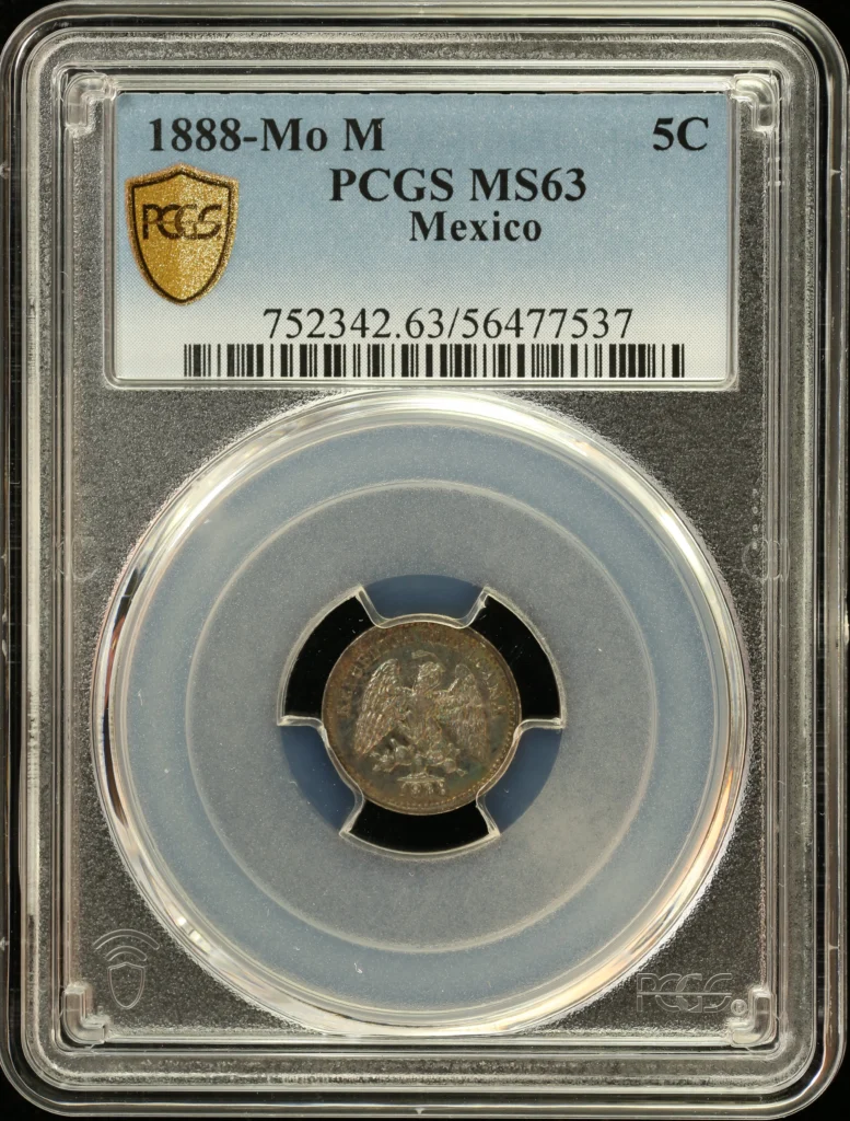 Mexican Coins Republic Silver & Minors Republic Silver & Minors 5 Centavo 1888 Mo M PCGS MS63 0163262 Republic Silver & Minors 5 Centavo 1888 Mo M PCGS MS63 0163262