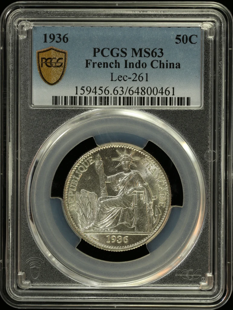 French Indo-China 50 Cent 1836 PCGS MS63 Lec-261 0163120