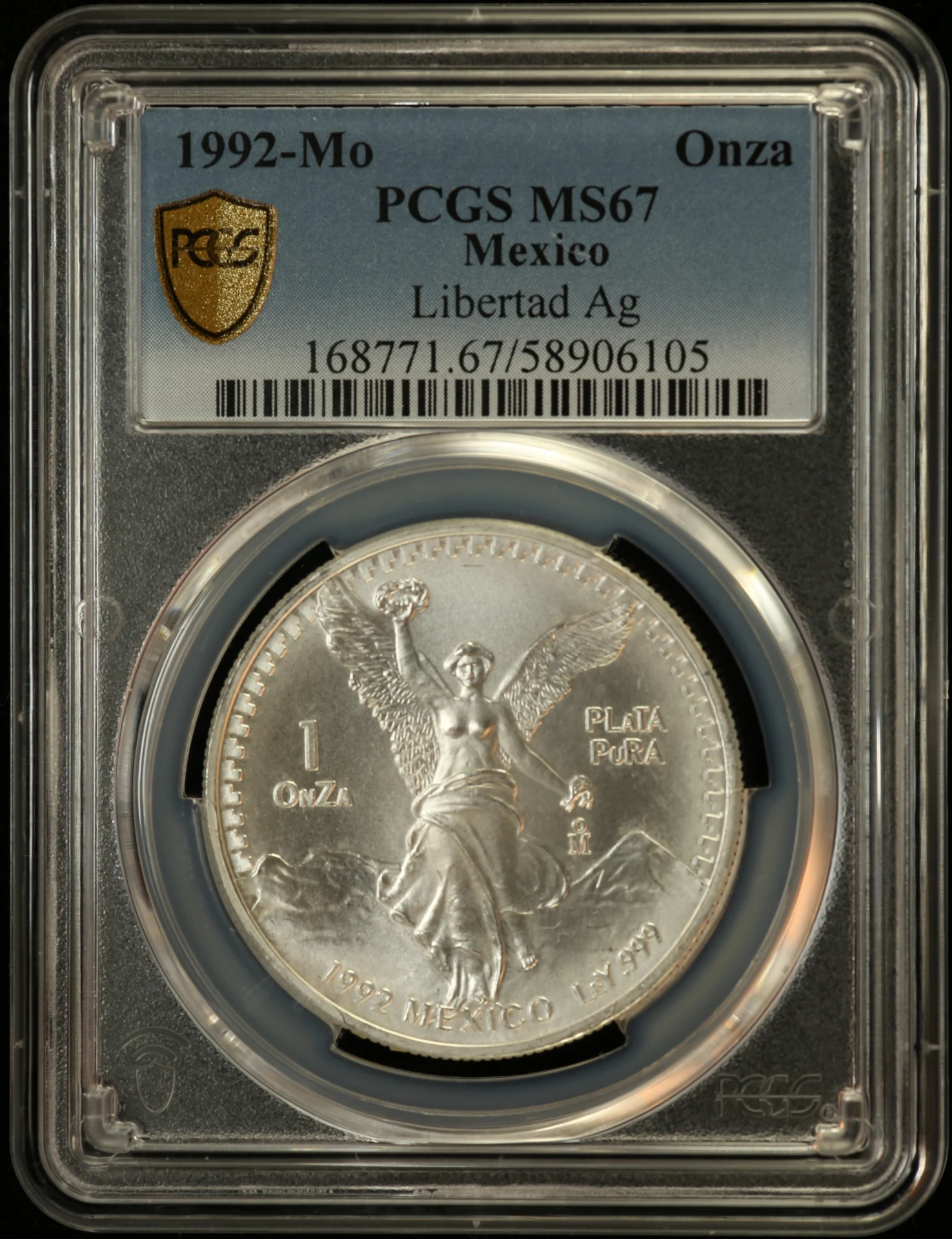 Mexican Coins Modern Silver & Minors Onza Modern Silver & Minors Onza 1992 Mo PCGS MS67 0163046 Modern Silver & Minors Onza 1992 Mo PCGS MS67 0163046