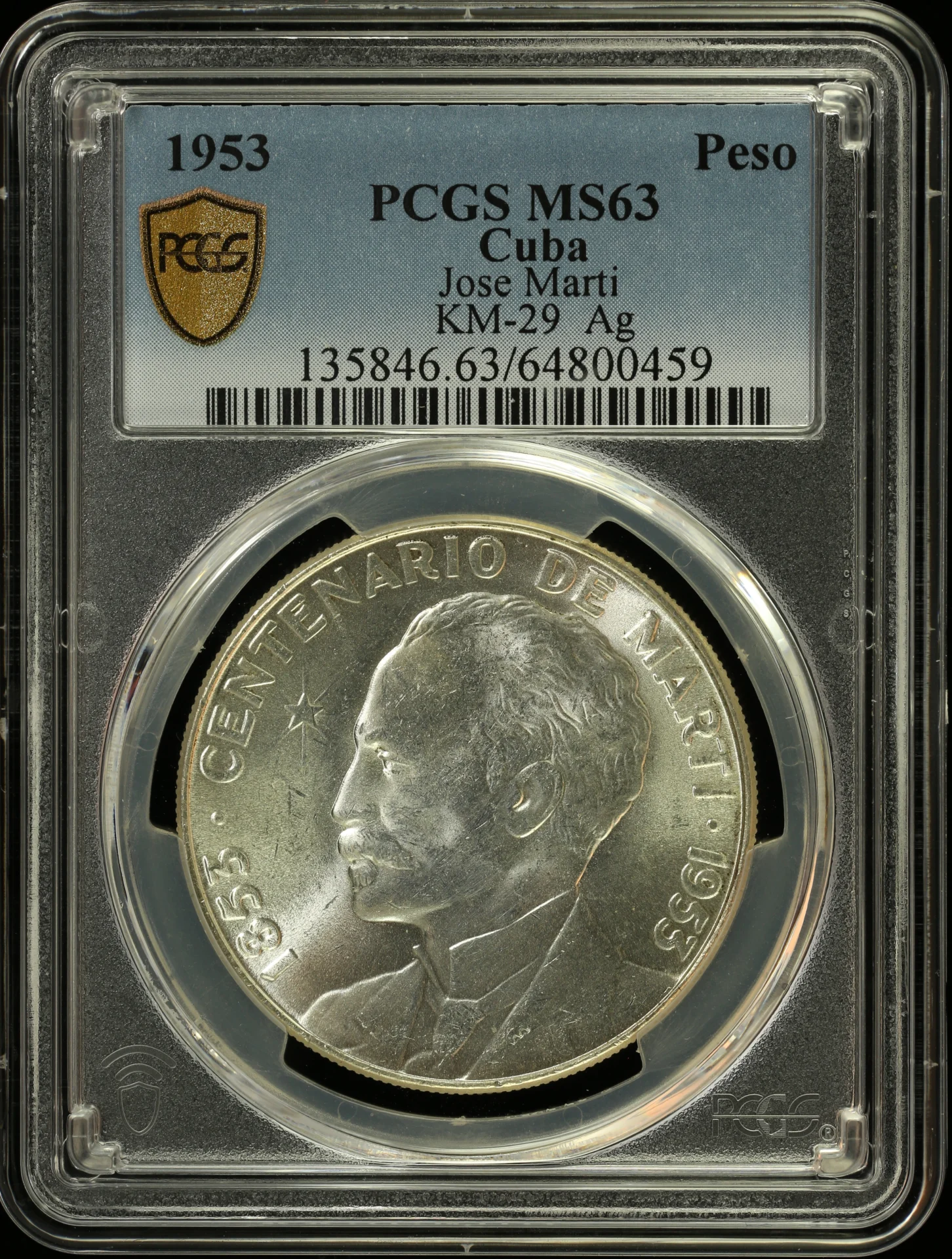 Cuba Latin American Coins Cuba Peso 1953 PCGS MS63 KM-29 0163125 Cuba Peso 1953 PCGS MS63 KM-29 0163125Cuba Peso 1953 PCGS MS63 KM-29 0163125