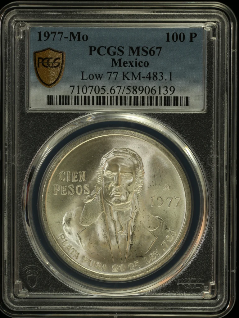 Modern Silver & Minors 100 Peso 1977 Mo KM-483.1 PCGS MS67 0163086