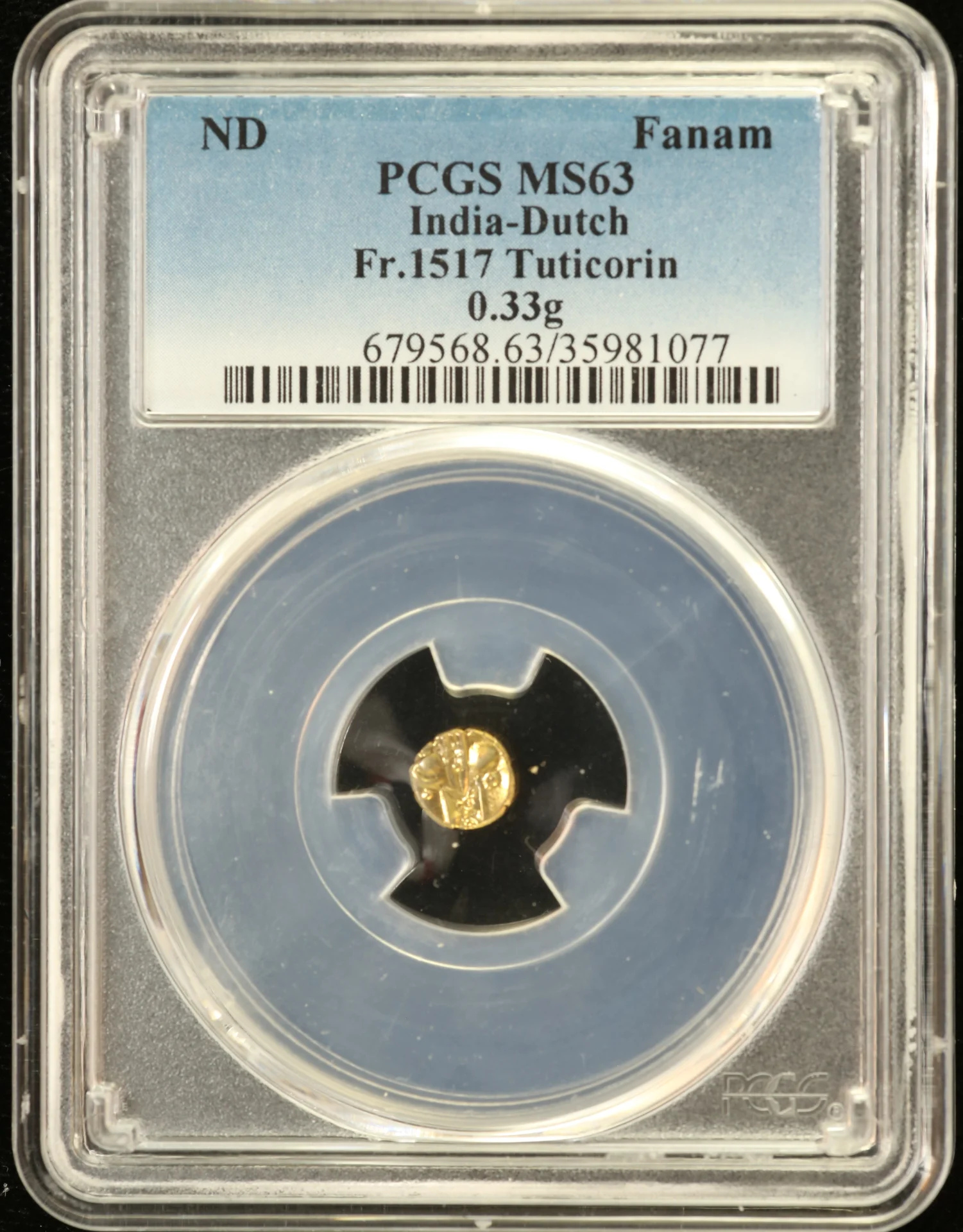 Asia India World Coins India Fanam Tuticorin Fr-1517 PCGS MS63 0163202 India Fanam Tuticorin Fr-1517 PCGS MS63 0163202India Fanam Tuticorin Fr-1517 PCGS MS63 0163202