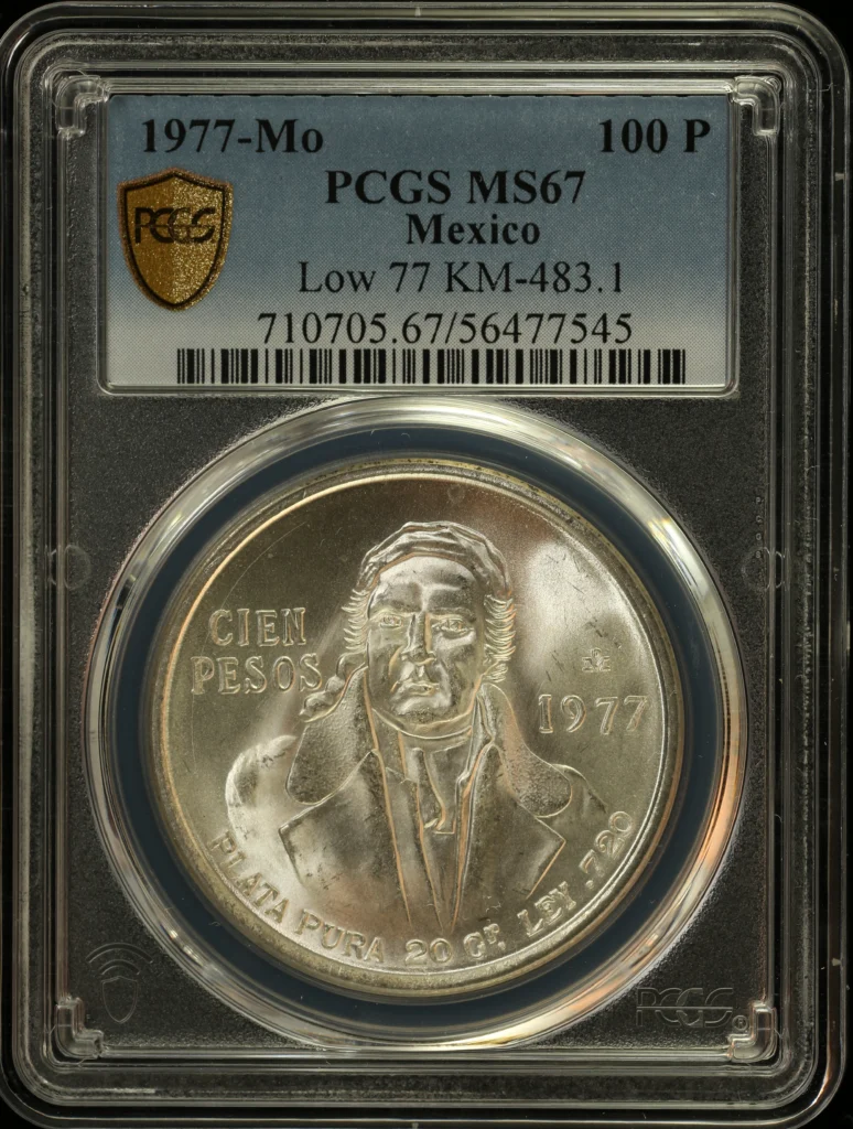 Modern Silver & Minors 100 Peso 1977 Mo KM-483.1 PCGS MS67 0163258