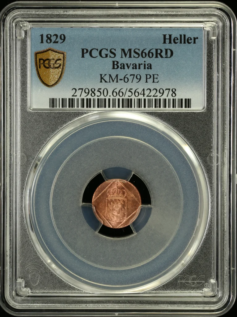 Germany Heller 1829 Bavaria KM-679 PCGS MS66RD 0163310