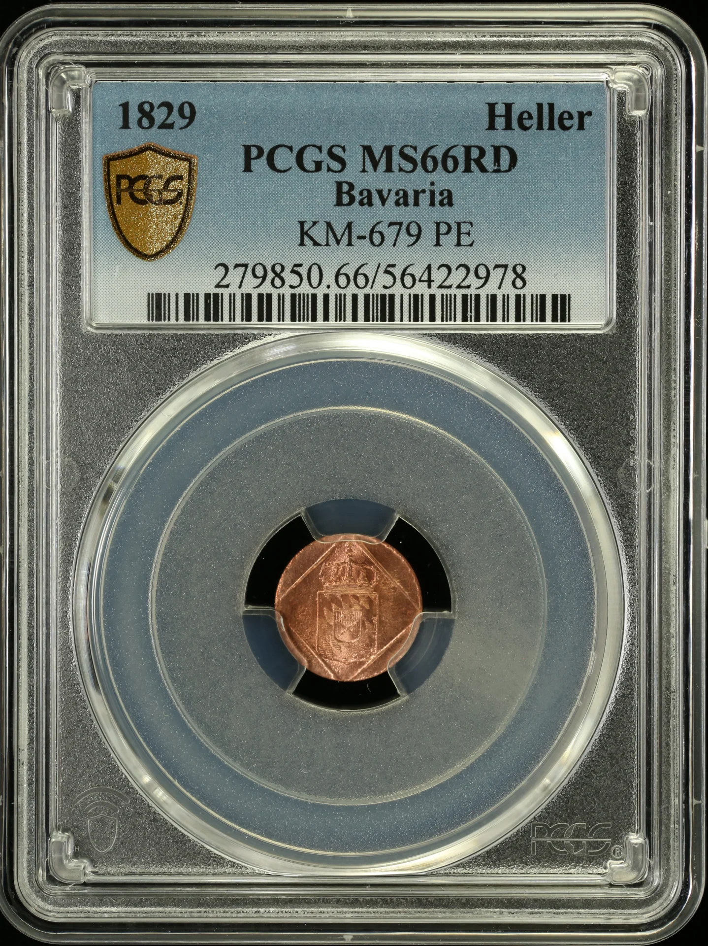 Europe Germany World Coins Germany Heller 1829 Bavaria KM-679 PCGS MS66RD 0163310 Germany Heller 1829 Bavaria KM-679 PCGS MS66RD 0163310Germany Heller 1829 Bavaria KM-679 PCGS MS66RD 0163310