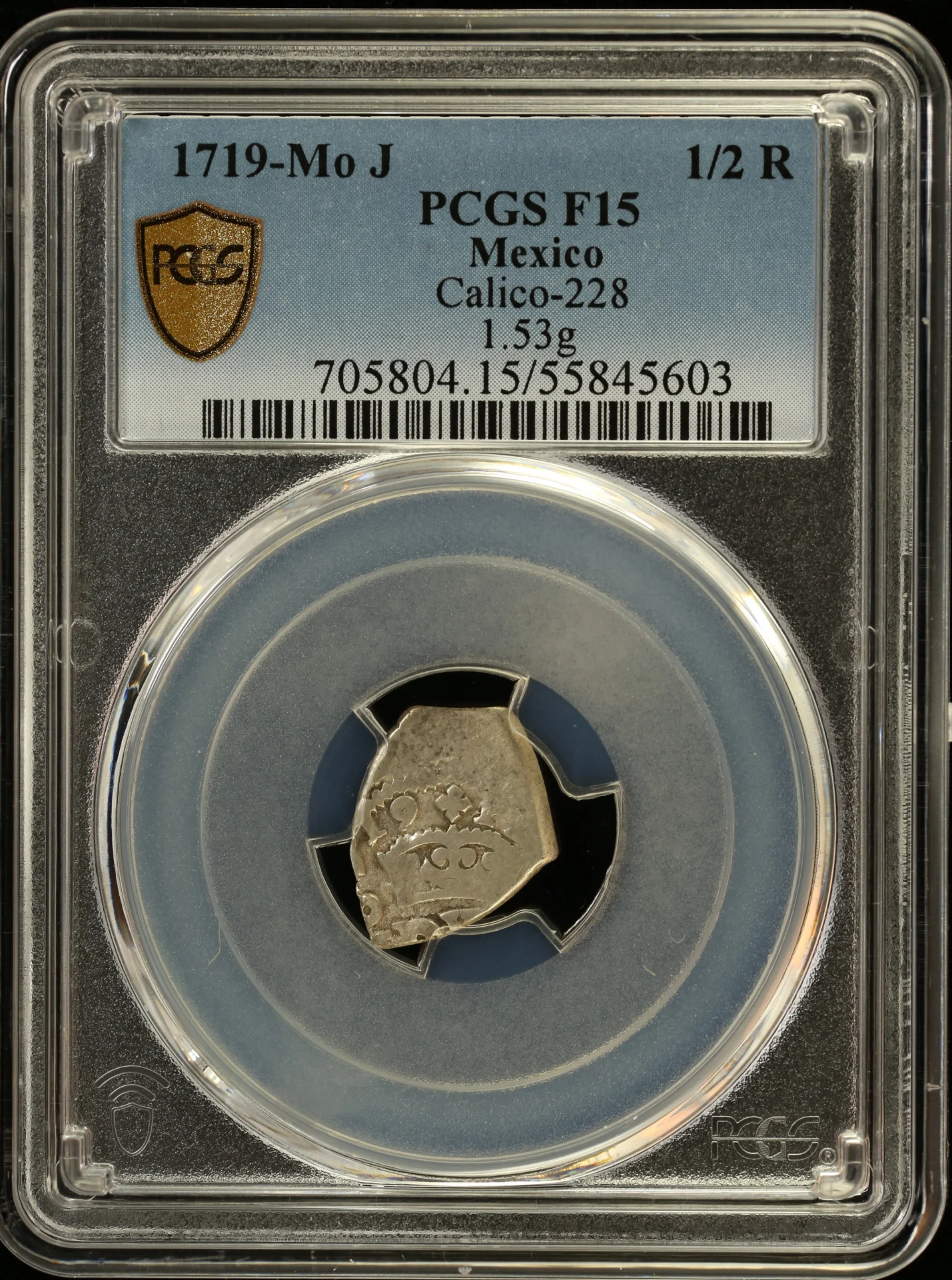 Colonial Silver & Minors Mexican Coins Colonial Silver & Minors 1/2 Real 1719 Mo J PCGS F15 Calico-228 0163270 Colonial Silver & Minors 1/2 Real 1719 Mo J PCGS F15 Calico-228 0163270