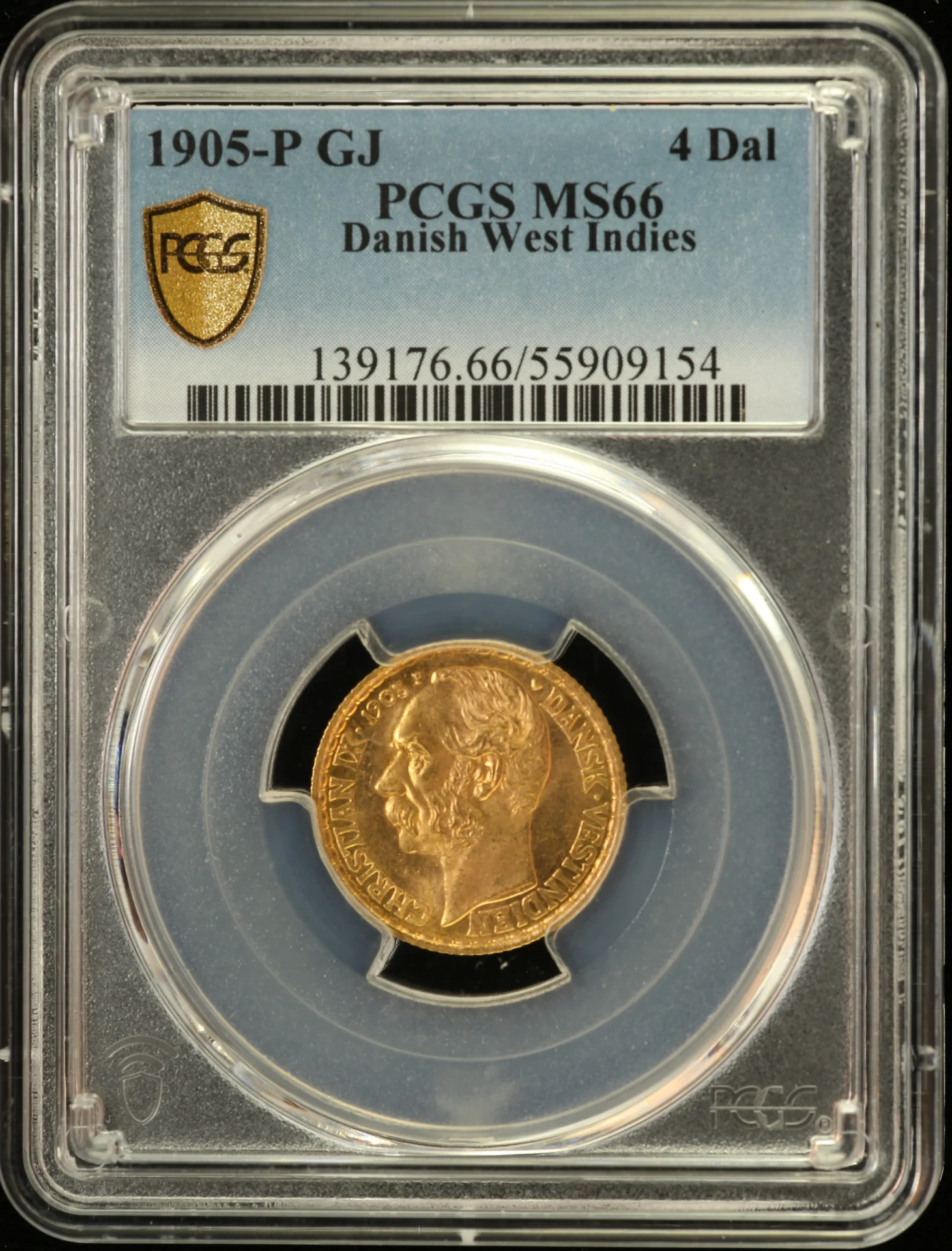 Caribbean Danish West Indies World Coins Danish West Indies 4 Daler 1905 P GJ PCGS MS66 0163214 Danish West Indies 4 Daler 1905 P GJ PCGS MS66 0163214