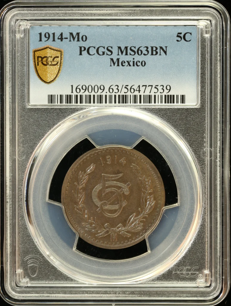 Modern Silver & Minors 5 Centavo 1914 Mo PCGS MS63BN 0163259