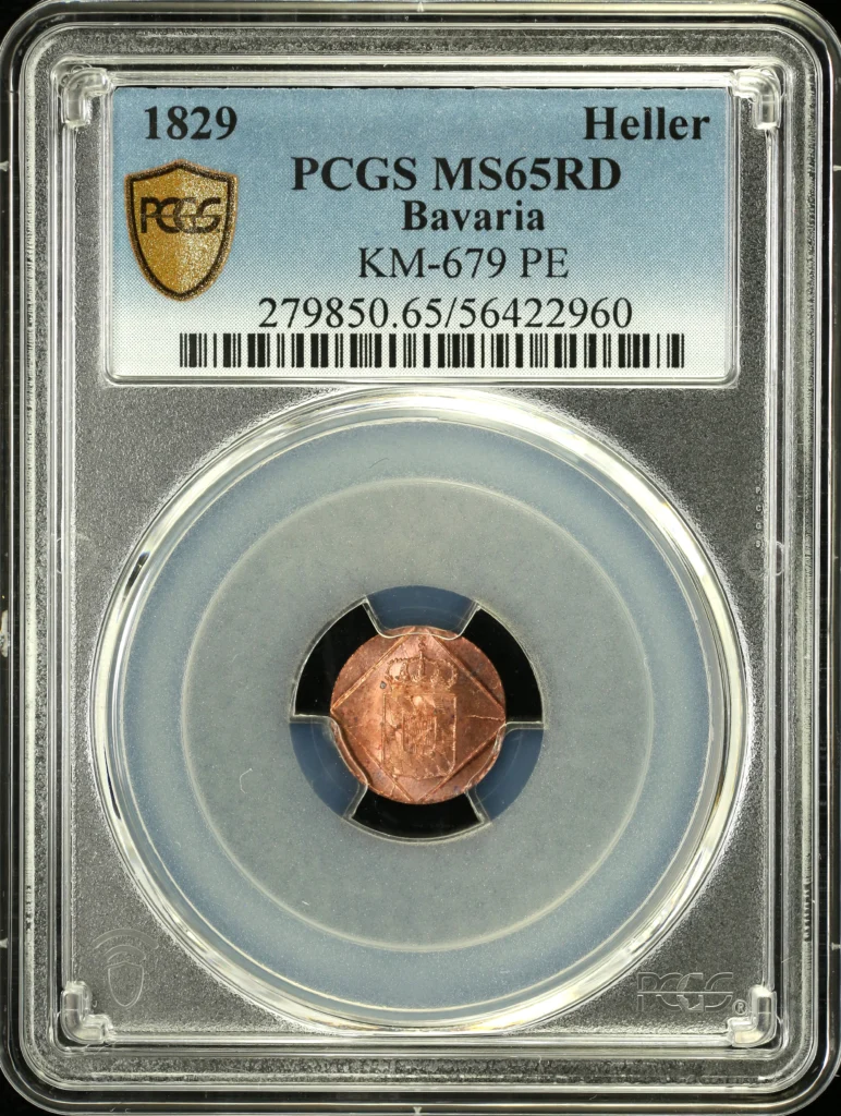 Germany Heller 1829 Bavaria KM-679 PCGS MS65RD 0163287