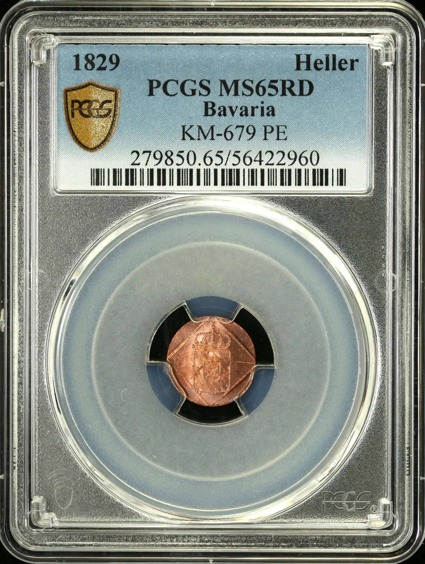 Europe Germany World Coins Germany Heller 1829 Bavaria KM-679 PCGS MS65RD 0163287 Germany Heller 1829 Bavaria KM-679 PCGS MS65RD 0163287Germany Heller 1829 Bavaria KM-679 PCGS MS65RD 0163287