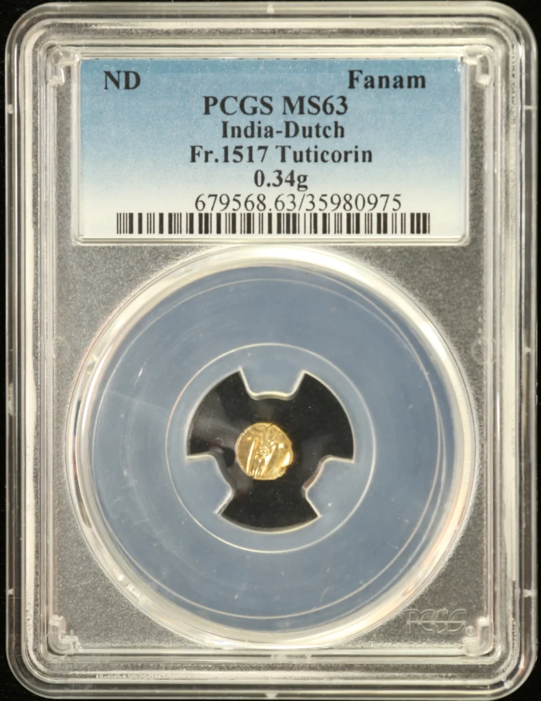 India Fanam Tuticorin Fr-1517 PCGS MS63 0163204