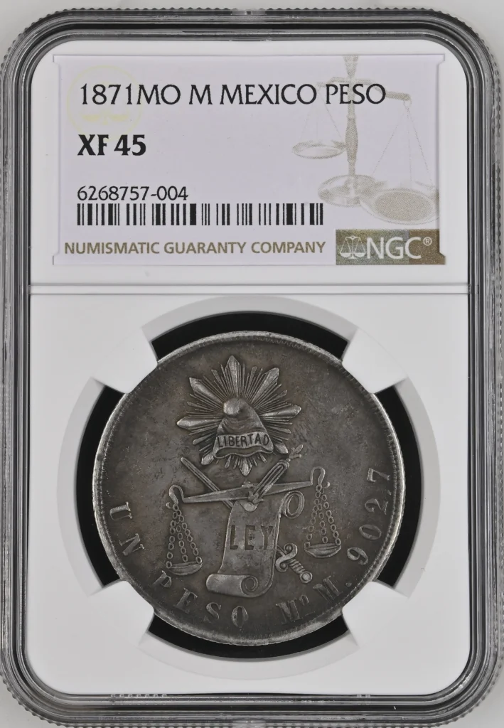 Republic Silver & Minors Peso 1871 Mo M NGC XF45 0163440
