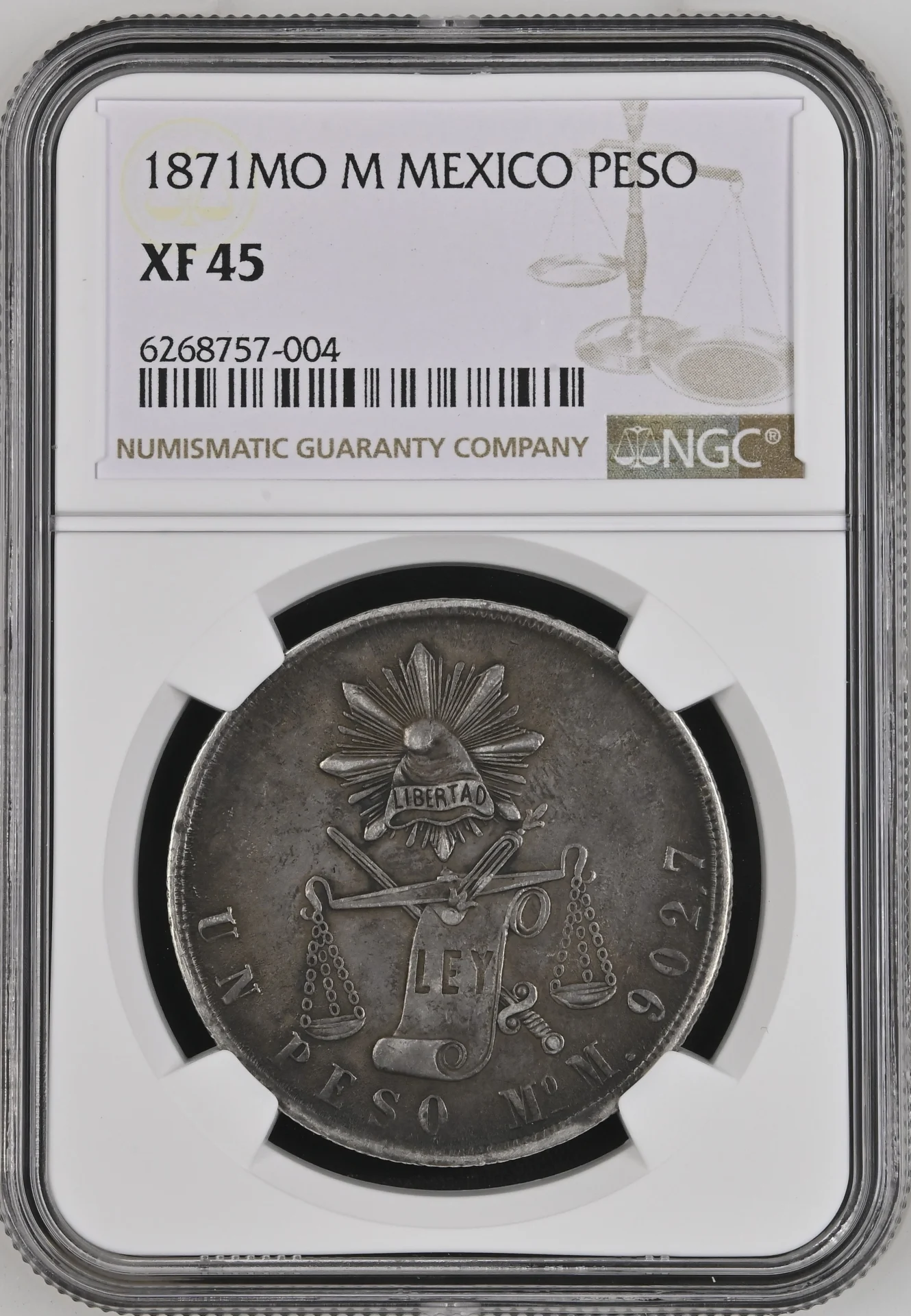 Mexican Coins Republic Silver & Minors Republic Silver & Minors Peso 1871 Mo M NGC XF45 0163440 Republic Silver & Minors Peso 1871 Mo M NGC XF45 0163440Republic Silver & Minors Peso 1871 Mo M NGC XF45 0163440
