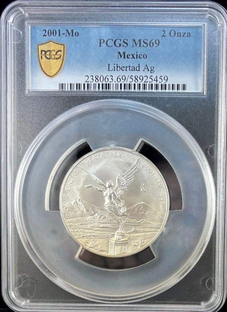 2 Onza Mexican Coins Modern Silver & Minors Modern Silver & Minors 2 Onza 2001 Mo PCGS MS69 0163444 Modern Silver & Minors 2 Onza 2001 Mo PCGS MS69 0163444