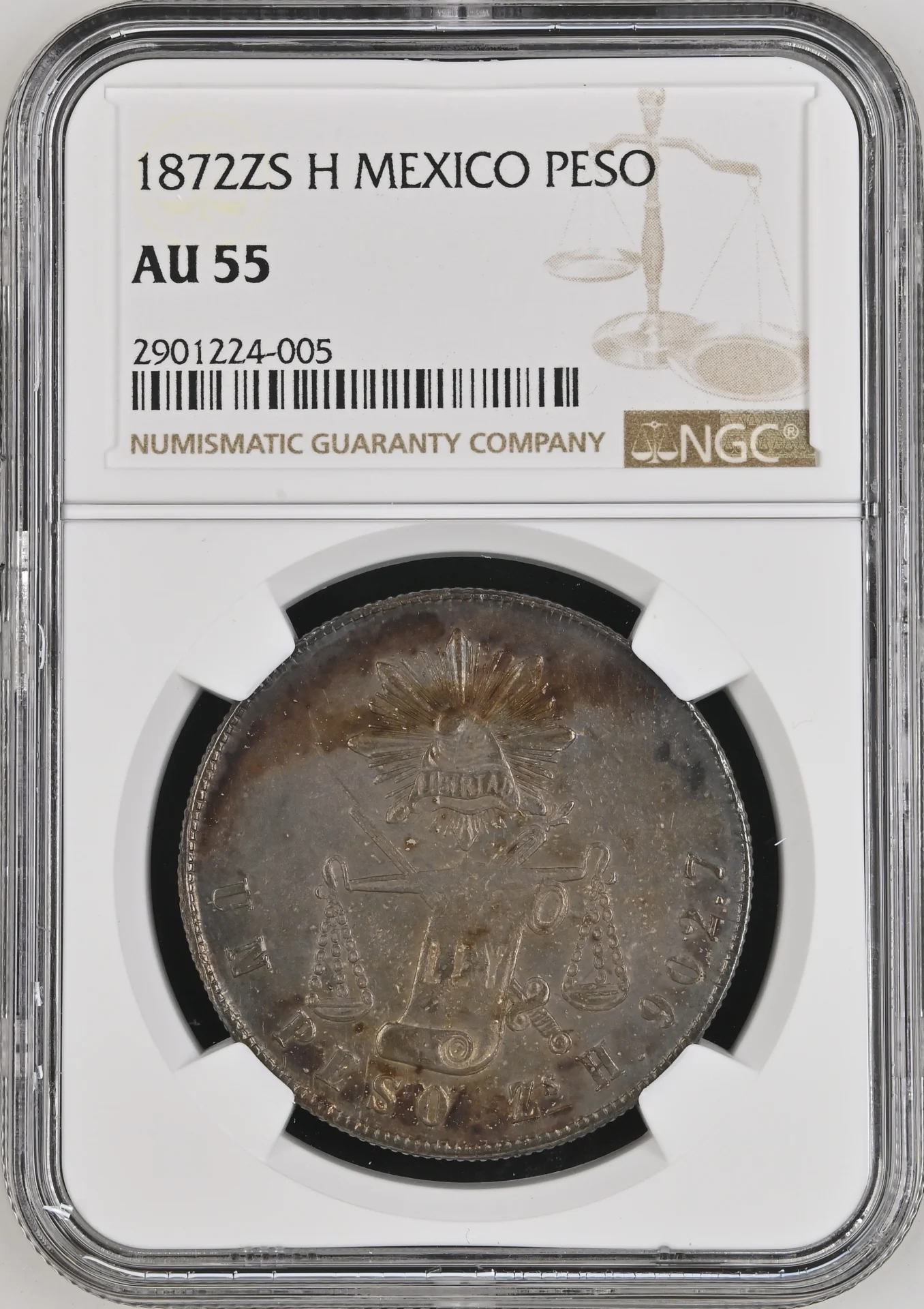 Mexican Coins Republic Silver & Minors Republic Silver & Minors Peso 1872 Zs H NGC AU55 0163807 Republic Silver & Minors Peso 1872 Zs H NGC AU55 0163807