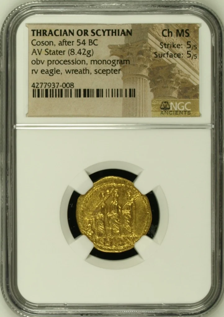 Thracian Kings & Dynasts Coson after 54 BC AV Stater NGC Ch MS 0163819