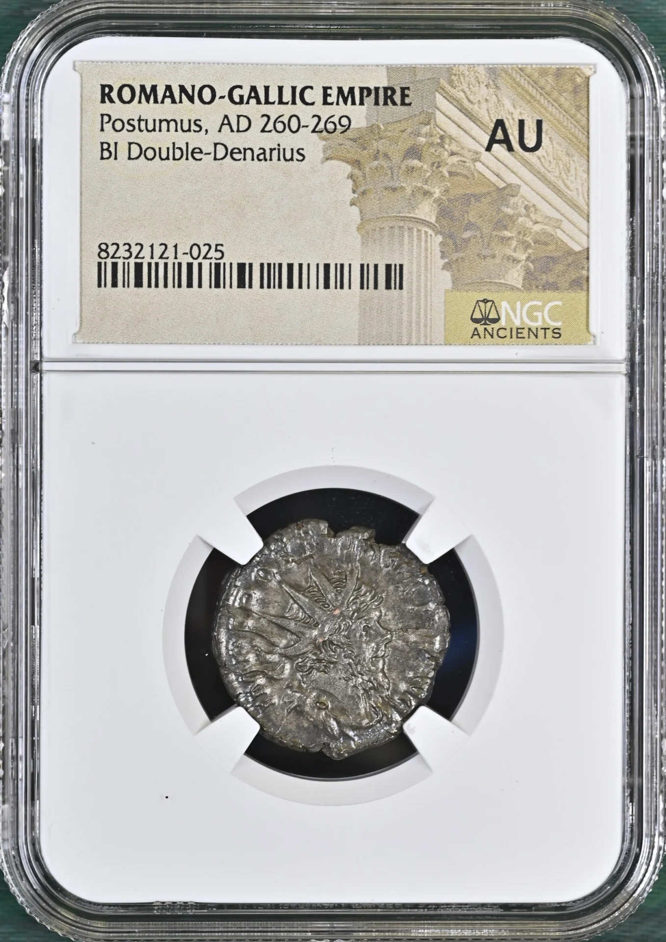 Ancient Coins Roman Imperial Roman Imperial Postumus 260-269 BC BI Double-Denarius NGC AU 0163824 Roman Imperial Postumus 260-269 BC BI Double-Denarius NGC AU 0163824