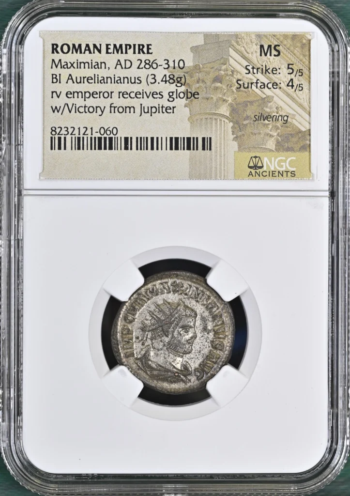 Ancient Coins Roman Imperial Roman Imperial Maximian 286-310 AD BI Aurelianianus NGC MS 0163825 Roman Imperial Maximian 286-310 AD BI Aurelianianus NGC MS 0163825