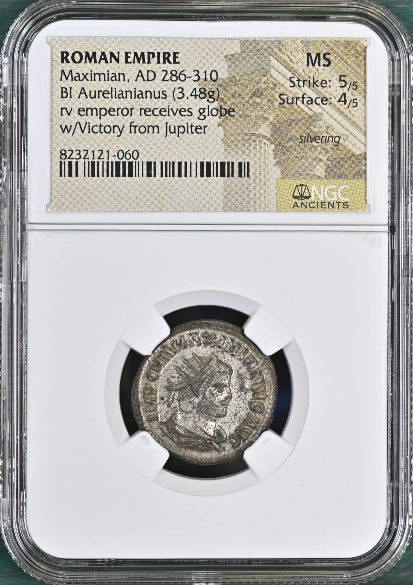 Ancient Coins Roman Imperial Roman Imperial Maximian 286-310 AD BI Aurelianianus NGC MS 0163825 Roman Imperial Maximian 286-310 AD BI Aurelianianus NGC MS 0163825