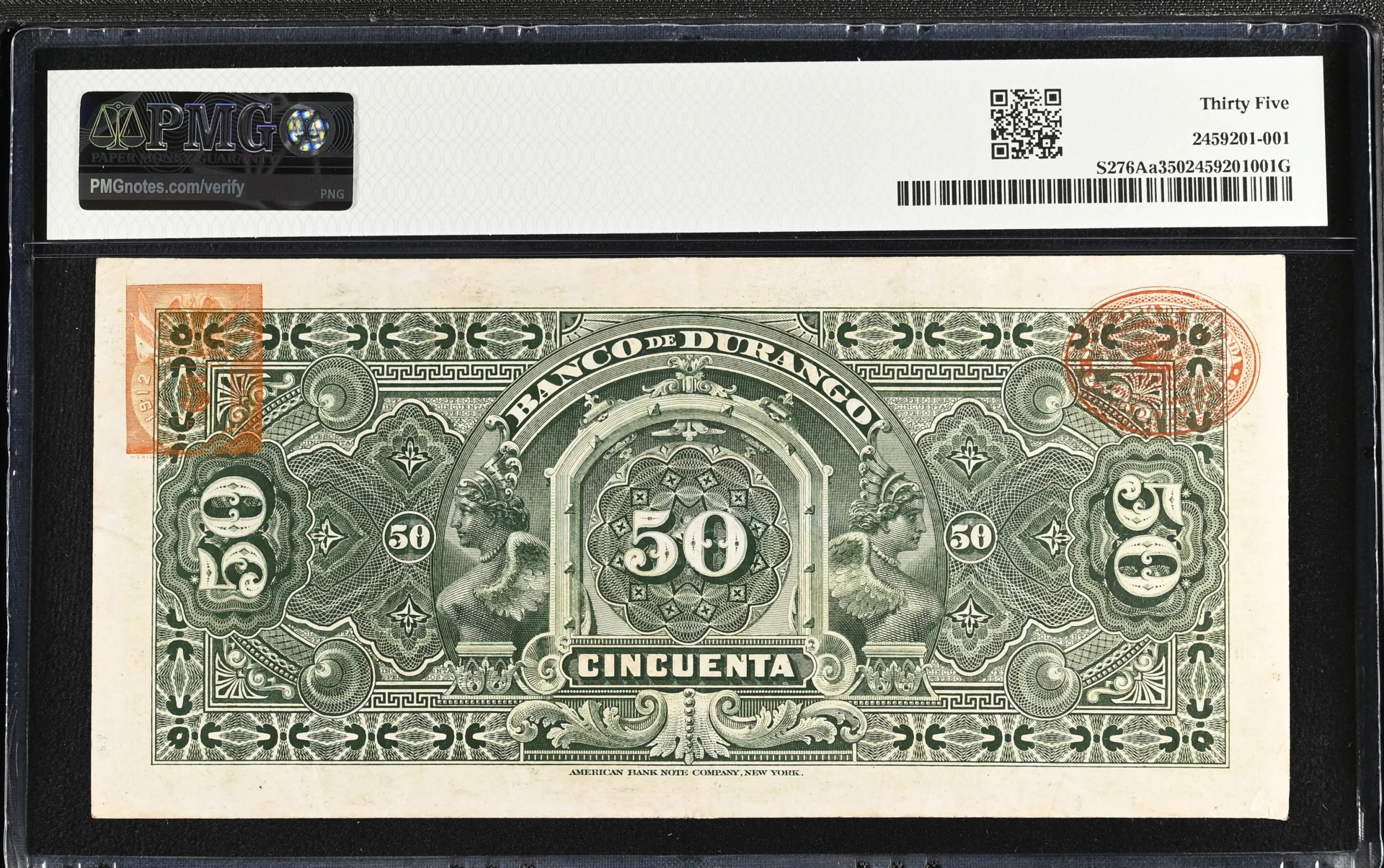 Bancos Mexican Currency Bancos 50 Pesos 1913-14 Durango M336a P S276Aa PMG Ch VF35 f_35853 Bancos 50 Pesos 1913-14 Durango M336a P S276Aa PMG Ch VF35 f_35853Bancos 50 Pesos 1913-14 Durango M336a P S276Aa PMG Ch VF35 f_35853 - Image 2