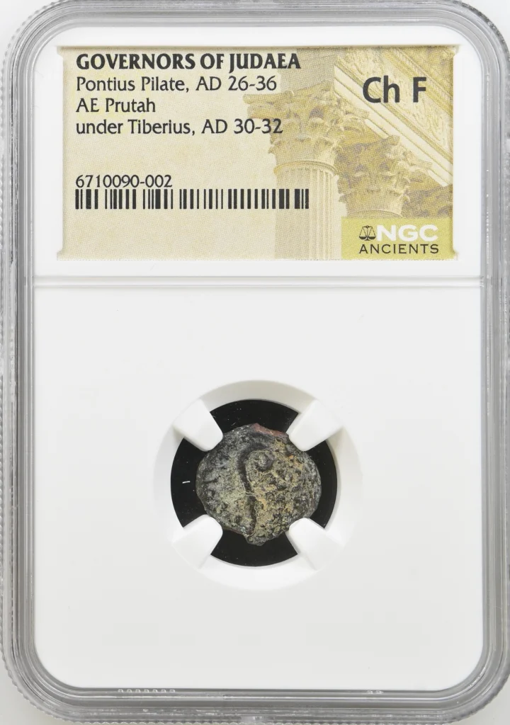 Judaea Pontius Pilate 26-36 AD AE Prutah NGC Ch F 0163854