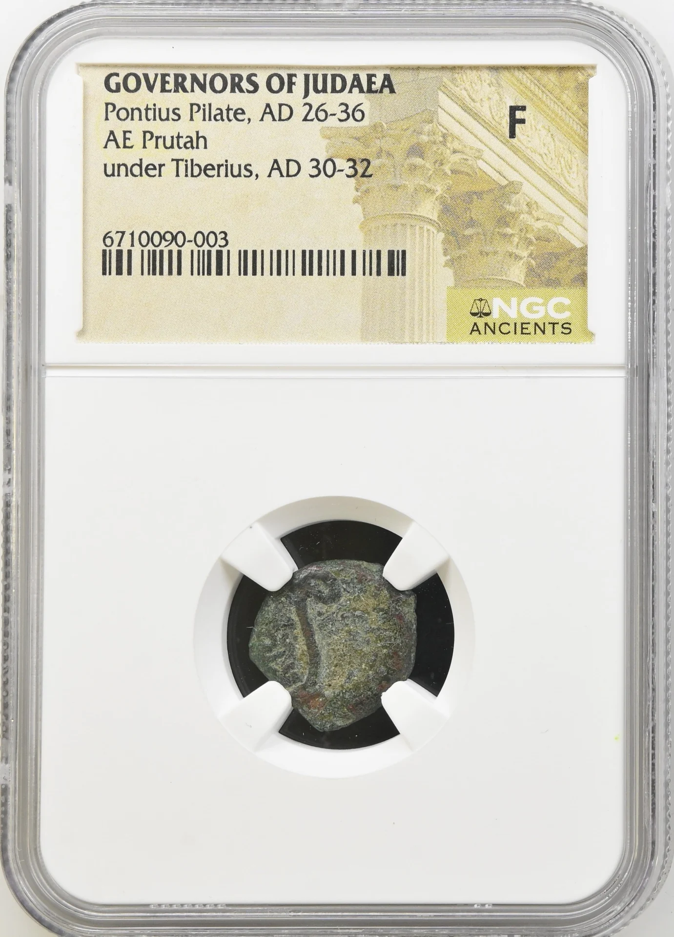 Ancient Coins Greek Judaea Judaea Pontius Pilate 26-36 AD AE Prutah NGC F 0163855 Judaea Pontius Pilate 26-36 AD AE Prutah NGC F 0163855