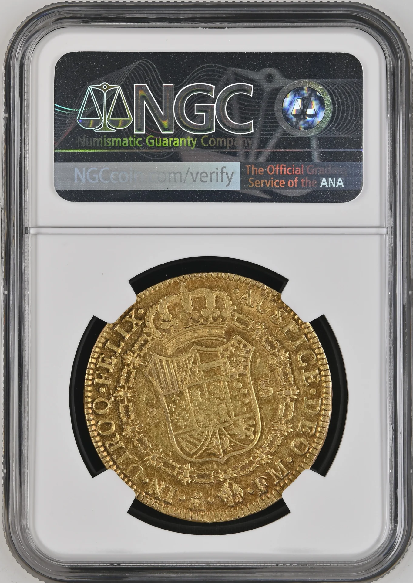 Colonial Gold Mexican Coins Colonial Gold 8 Escudos 1796/5 Mo FM NGC AU58 0163929 Colonial Gold 8 Escudos 1796/5 Mo FM NGC AU58 0163929Colonial Gold 8 Escudos 1796/5 Mo FM NGC AU58 0163929 - Image 2