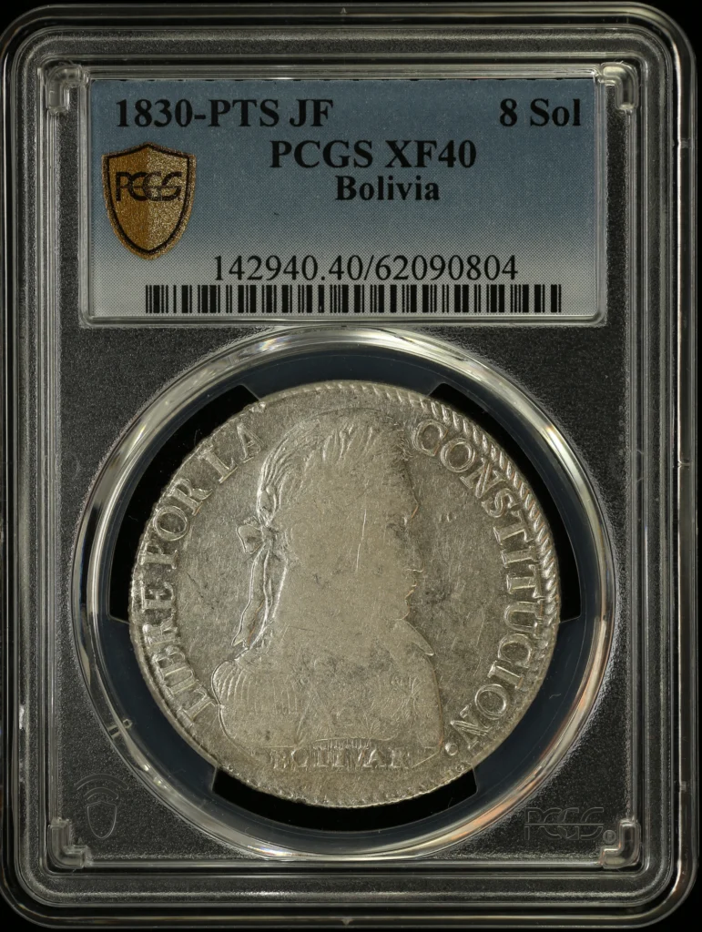 Bolivia 8 Sol 1830 Pts JF PCGS XF40 0163838