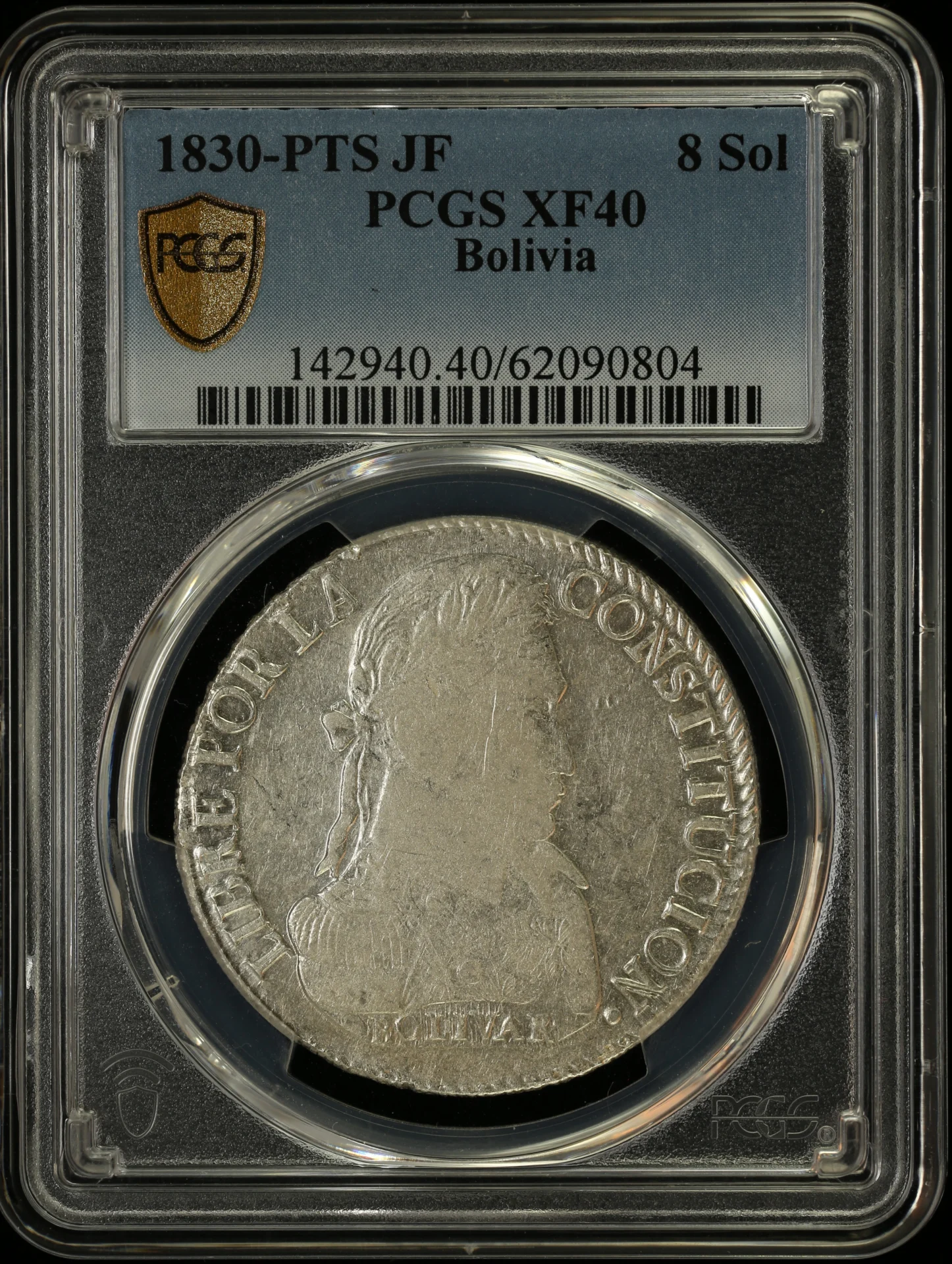 Bolivia 8 Sol 1830 Pts JF PCGS XF40 0163838