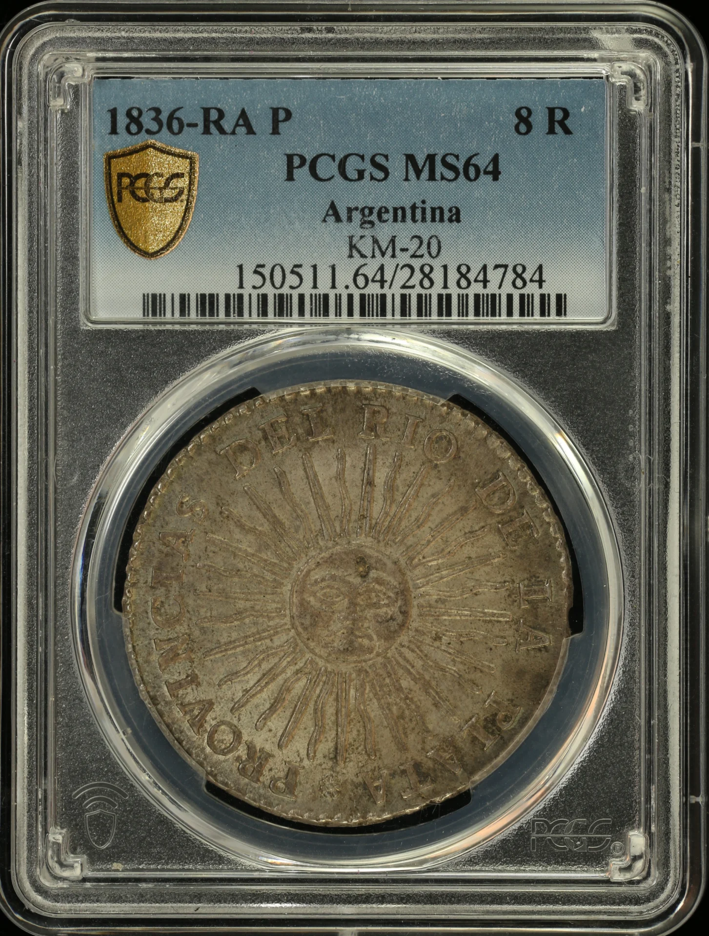 Argentina Latin American Coins Argentina 8 Reales 1836 Ra P KM-20 PCGS MS64 J_00004 Argentina 8 Reales 1836 Ra P KM-20 PCGS MS64 J_00004