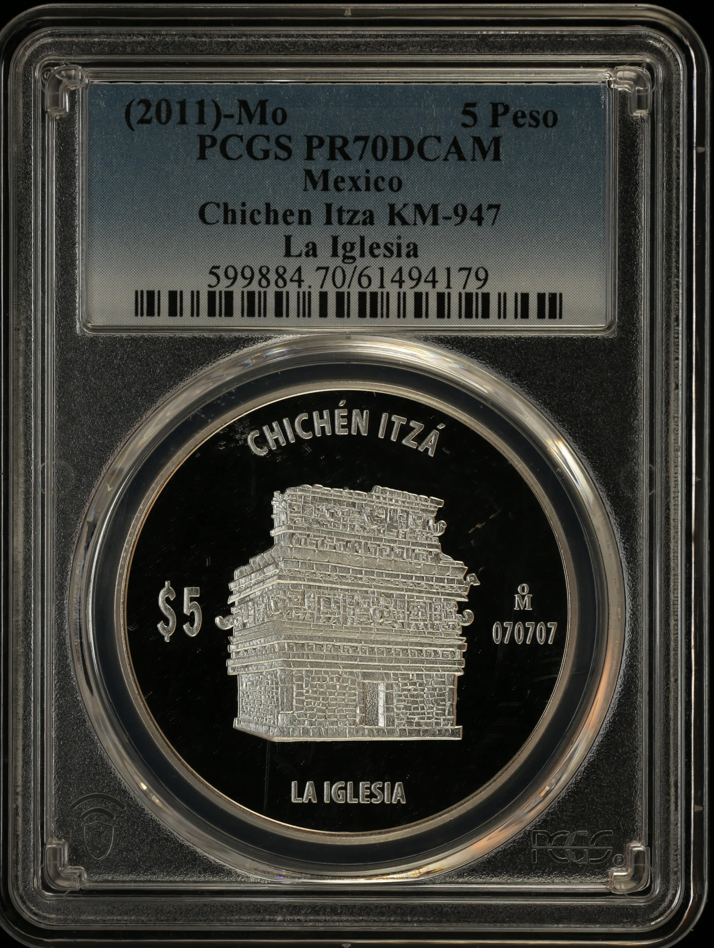Modern Silver & Minors 5 Peso (2011) Mo KM-947 PCGS PR70DCAM 0163664