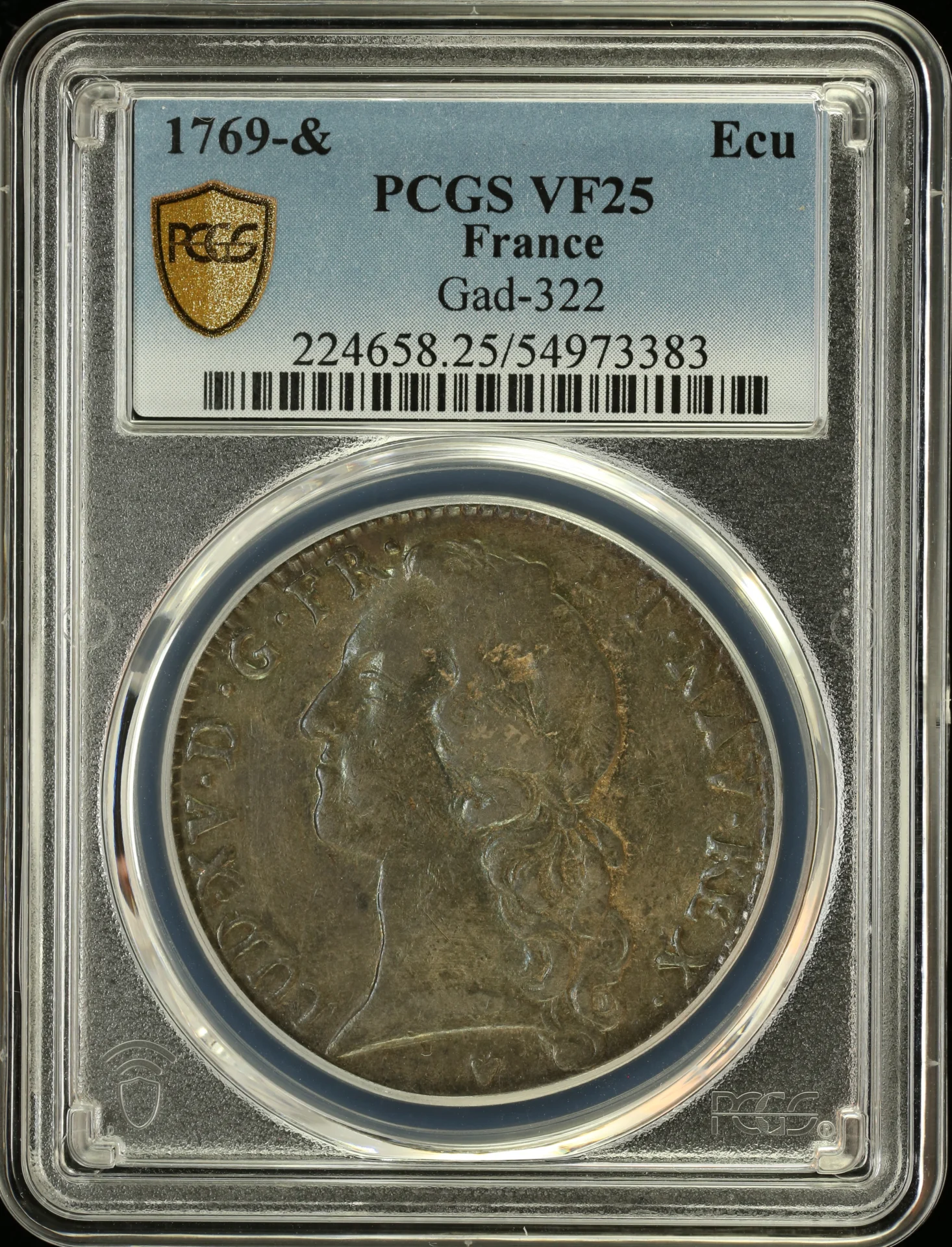Europe France World Coins France Ecu 1769 & Gad-322 PCGS VF25 0163654 France Ecu 1769 & Gad-322 PCGS VF25 0163654