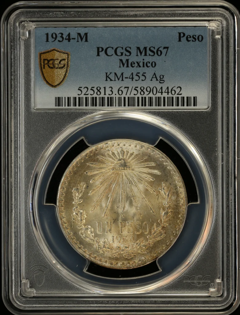 Modern Silver & Minors Peso 1934 M KM-455 PCGS MS67 0163665