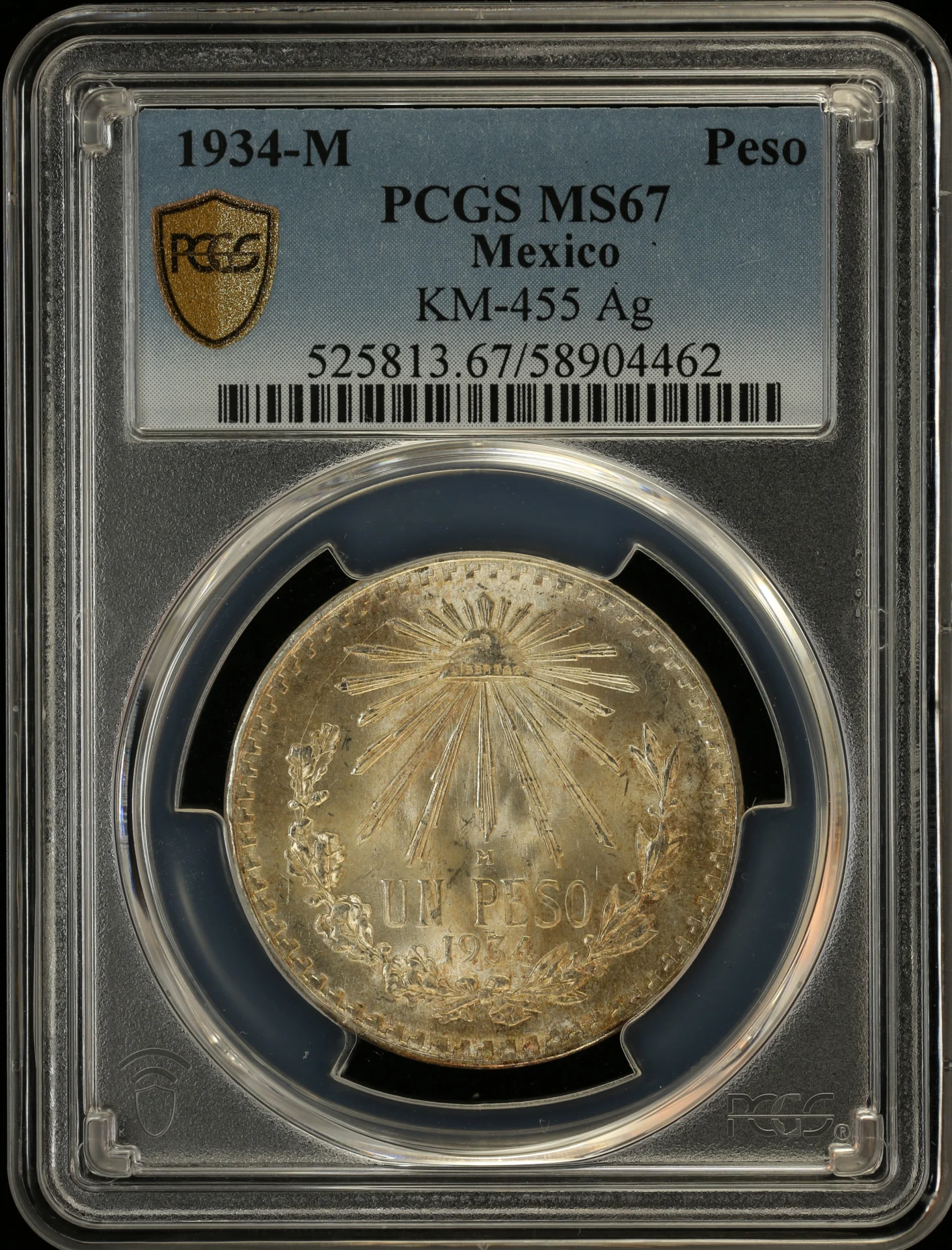 Modern Silver & Minors Peso 1934 M KM-455 PCGS MS67 0163665