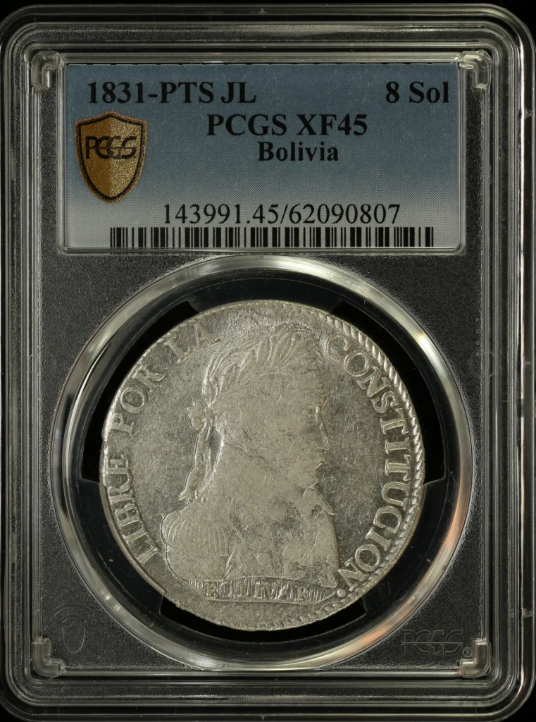 Bolivia 8 Sol 1831 Pts JL PCGS XF45 0163842
