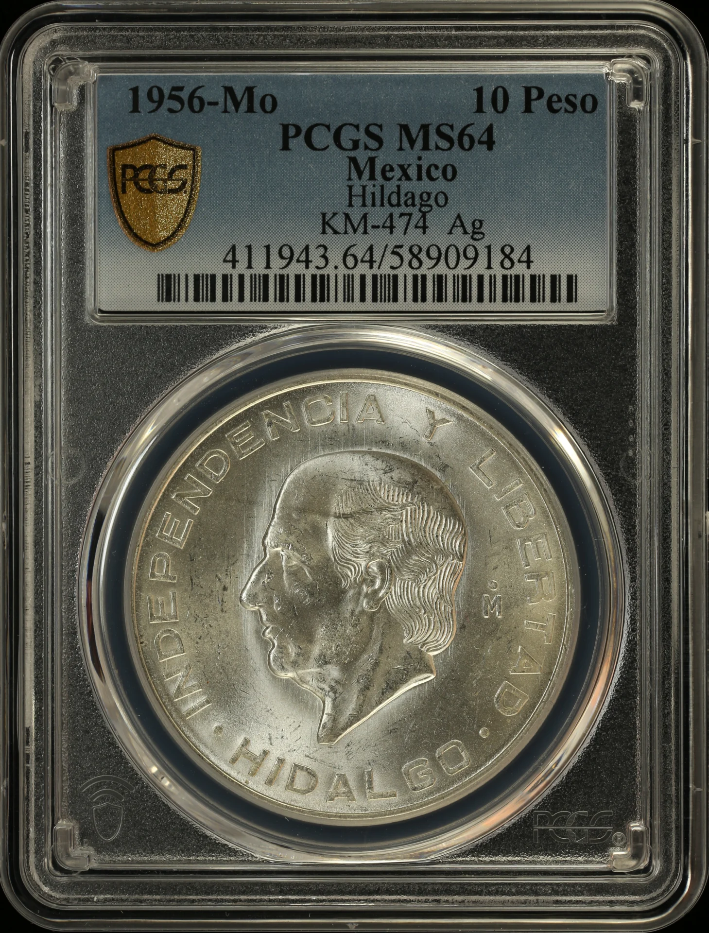 10 Peso Mexican Coins Modern Silver & Minors Modern Silver & Minors 10 Peso 1956 Mo KM-474 PCGS MS64 0163568 Modern Silver & Minors 10 Peso 1956 Mo KM-474 PCGS MS64 0163568