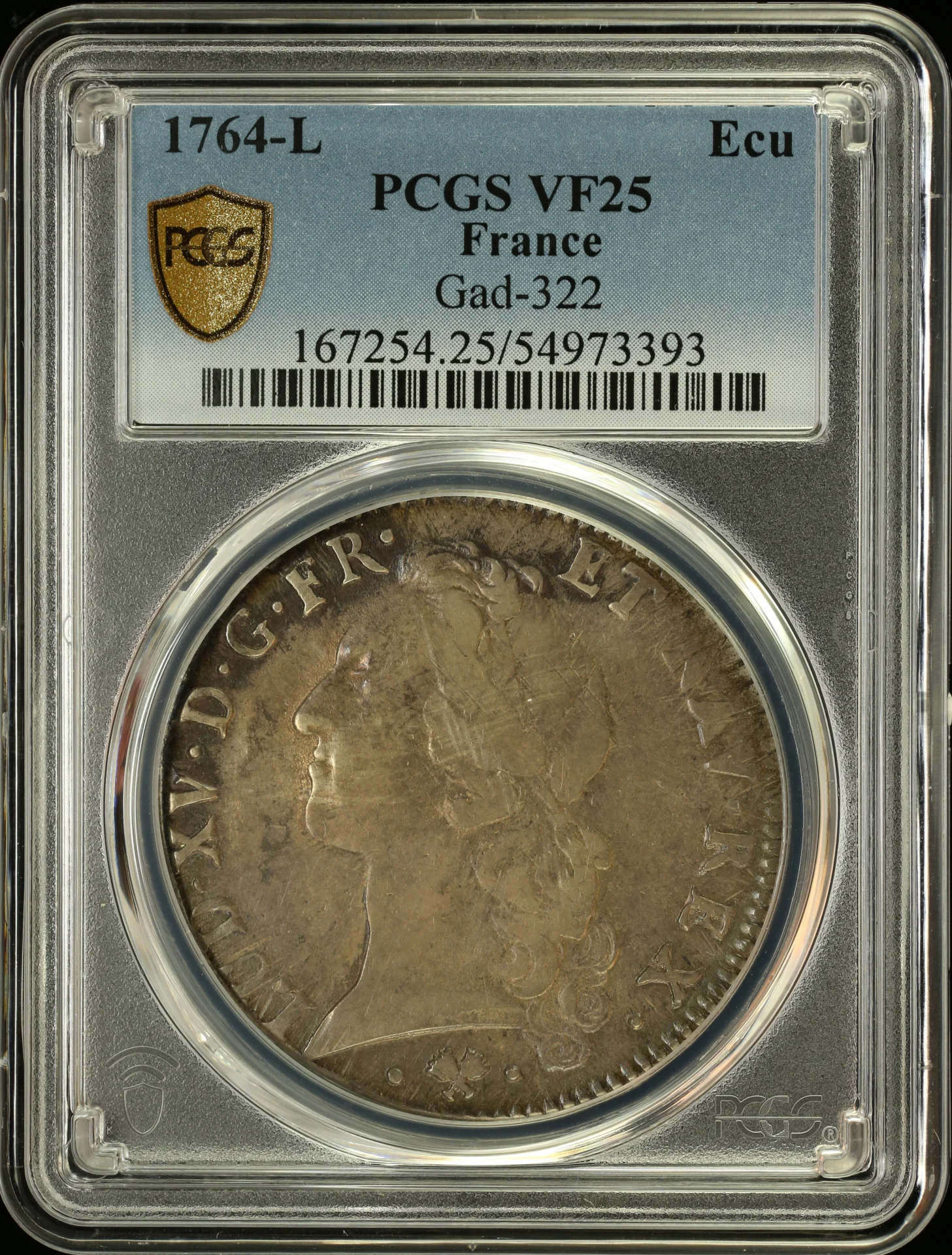Europe France World Coins France Ecu 1764 L Gad-322 PCGS VF25 0163655 France Ecu 1764 L Gad-322 PCGS VF25 0163655