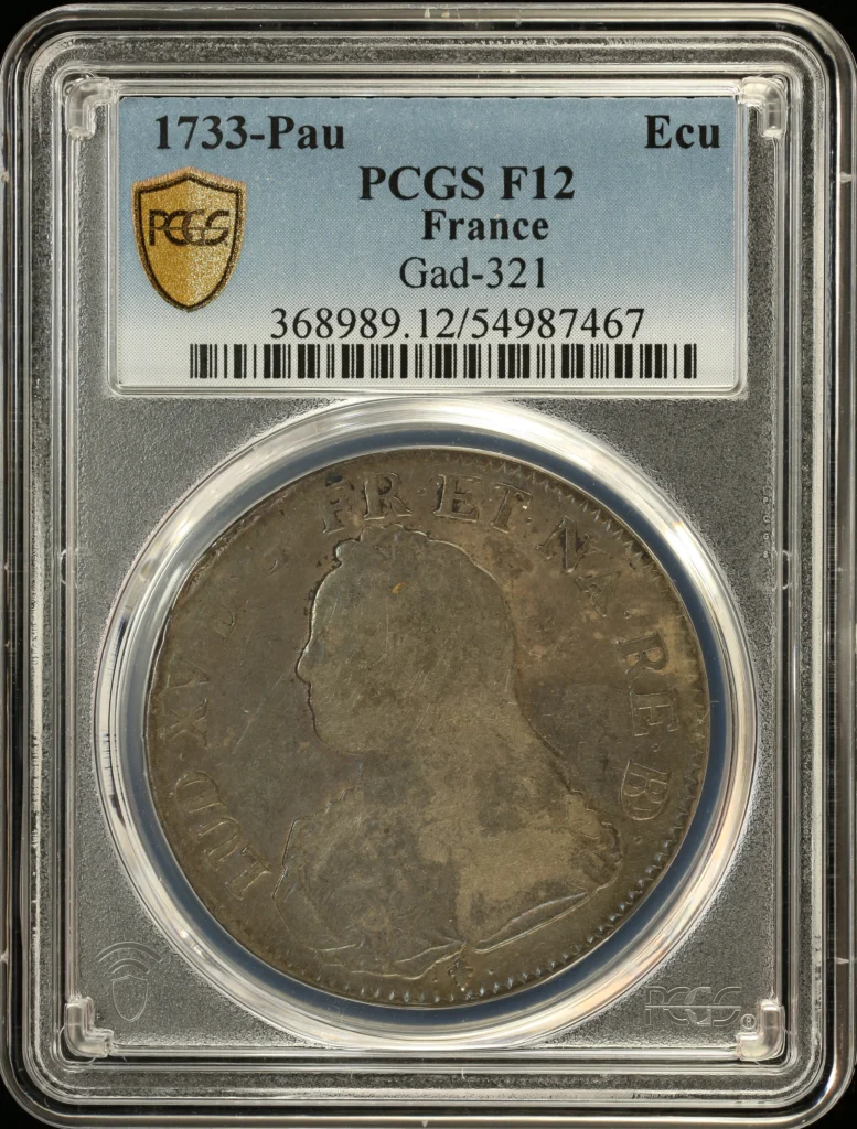 France Ecu 1733 Pau Gad-321 PCGS F12 0163750