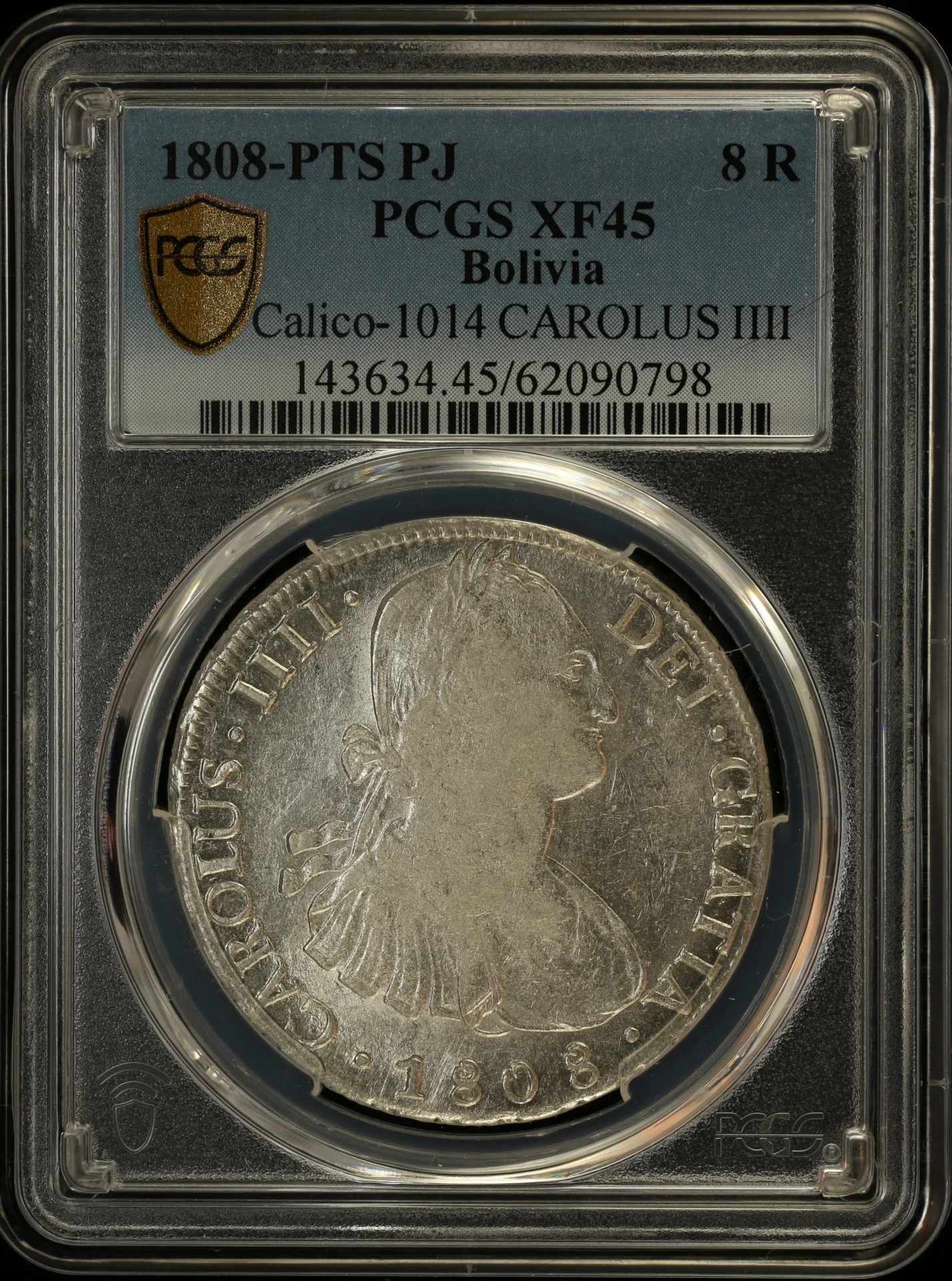 Bolivia Latin American Coins Bolivia 8 Reales 1808 Pts PJ Calico-1014 PCGS XF45 0163830 Bolivia 8 Reales 1808 Pts PJ Calico-1014 PCGS XF45 0163830