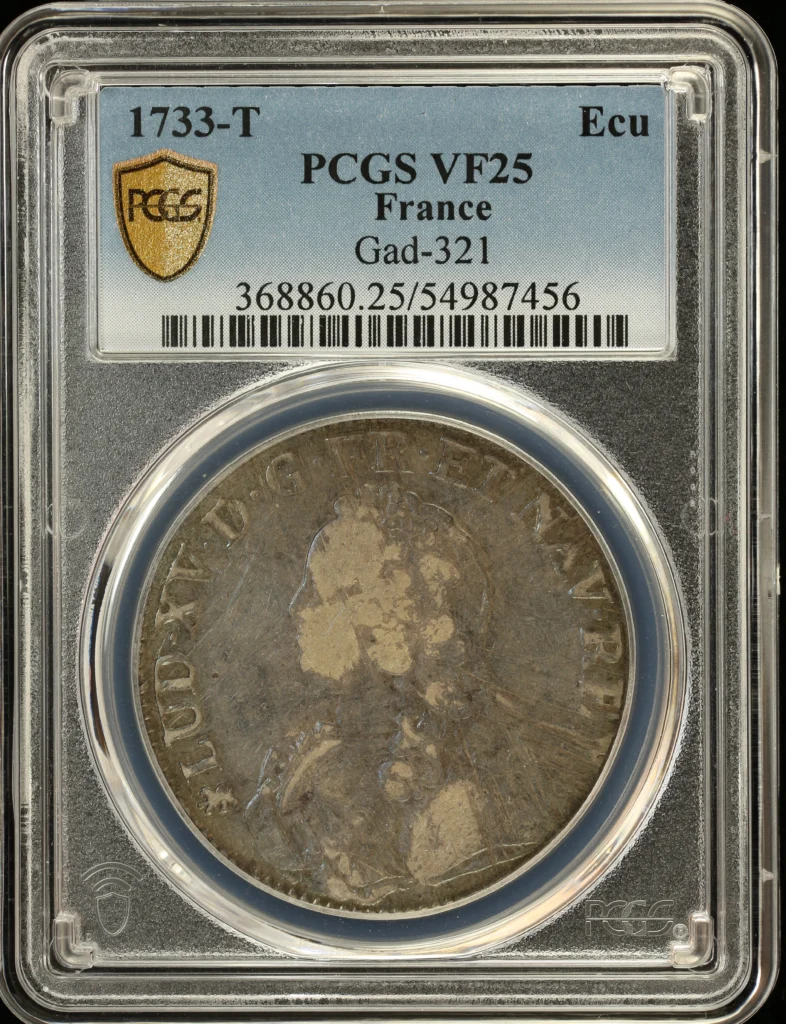 France Ecu 1733 T Gad-321 PCGS VF25 0163751