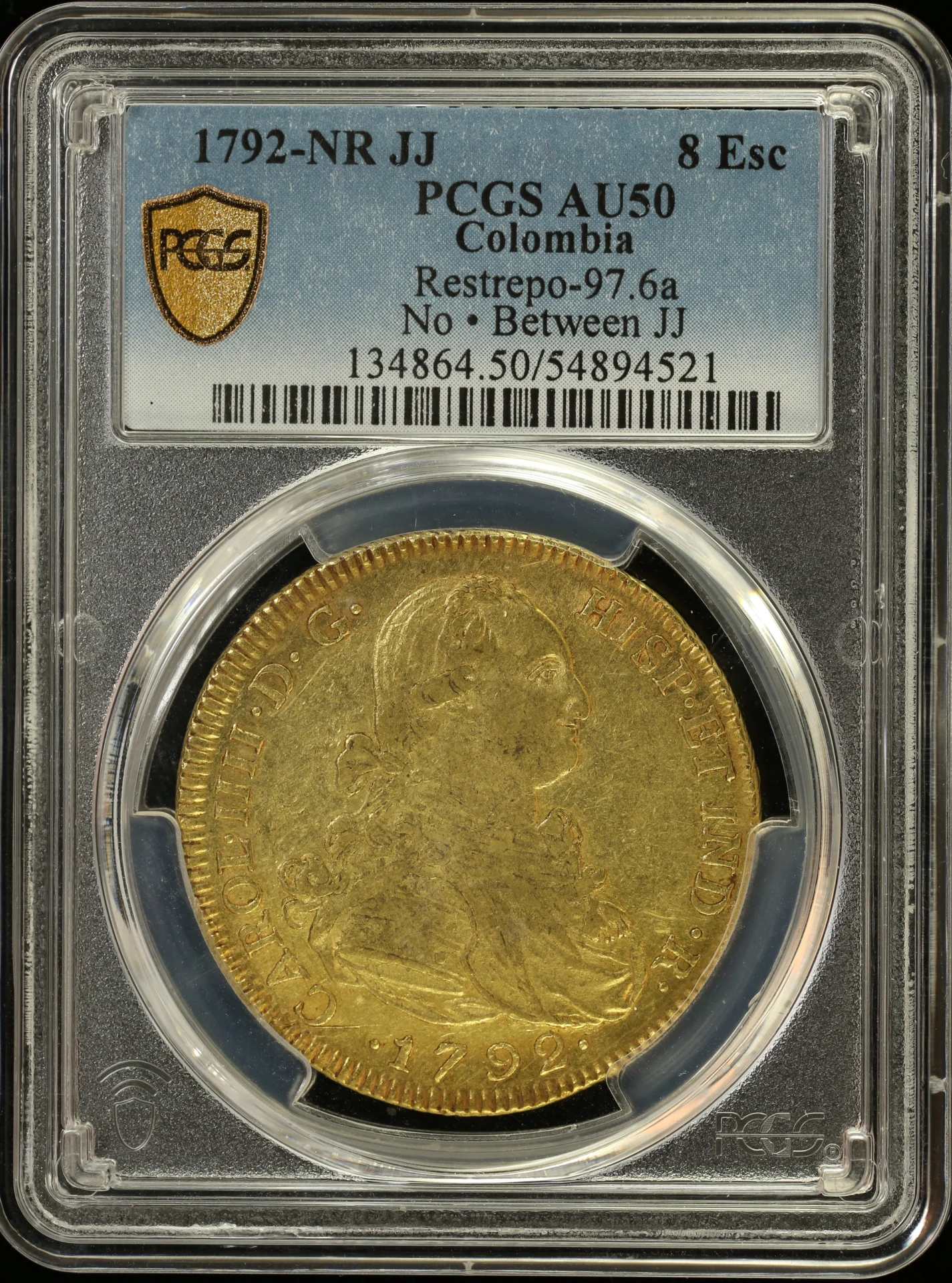 Colombia Latin American Coins Colombia 8 Escudos 1792 Nr JJ PCGS AU50 0163442 Colombia 8 Escudos 1792 Nr JJ PCGS AU50 0163442