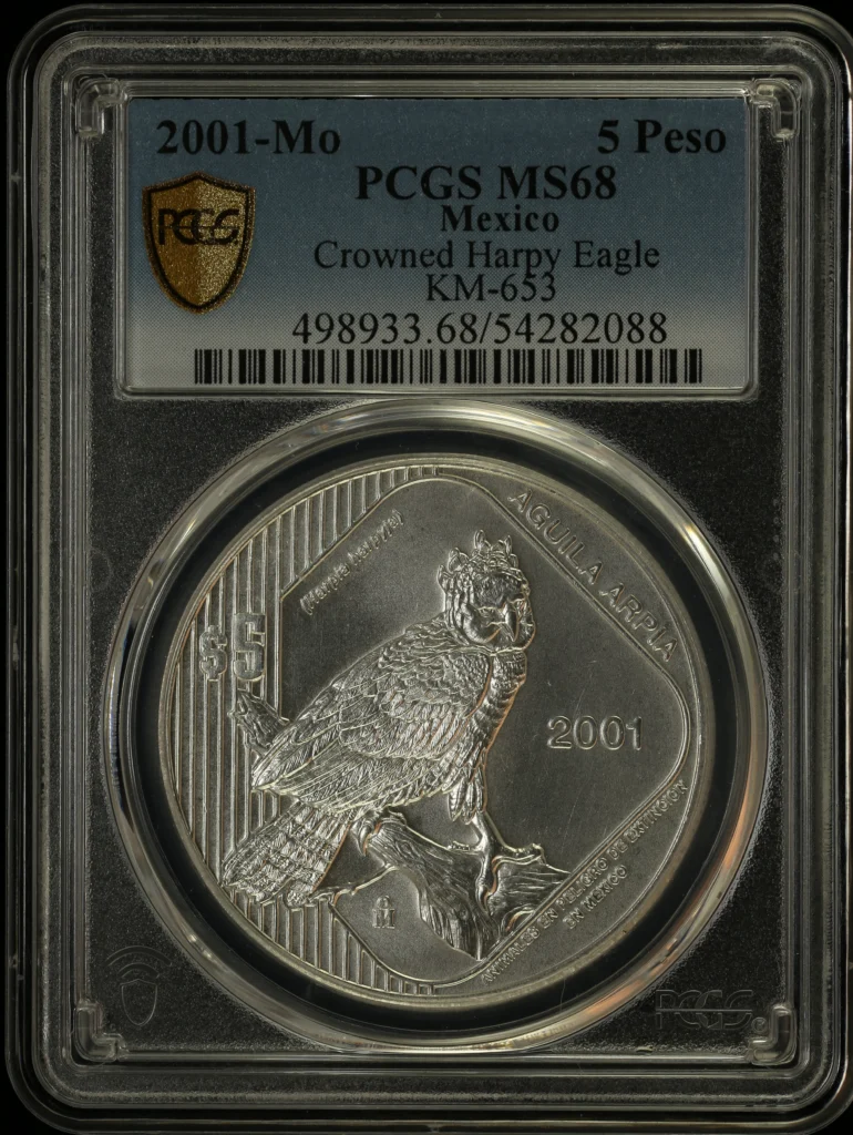 5 Peso Mexican Coins Modern Silver & Minors Modern Silver & Minors 5 Peso 2001 Mo KM-653 PCGS MS68 0163451 Modern Silver & Minors 5 Peso 2001 Mo KM-653 PCGS MS68 0163451