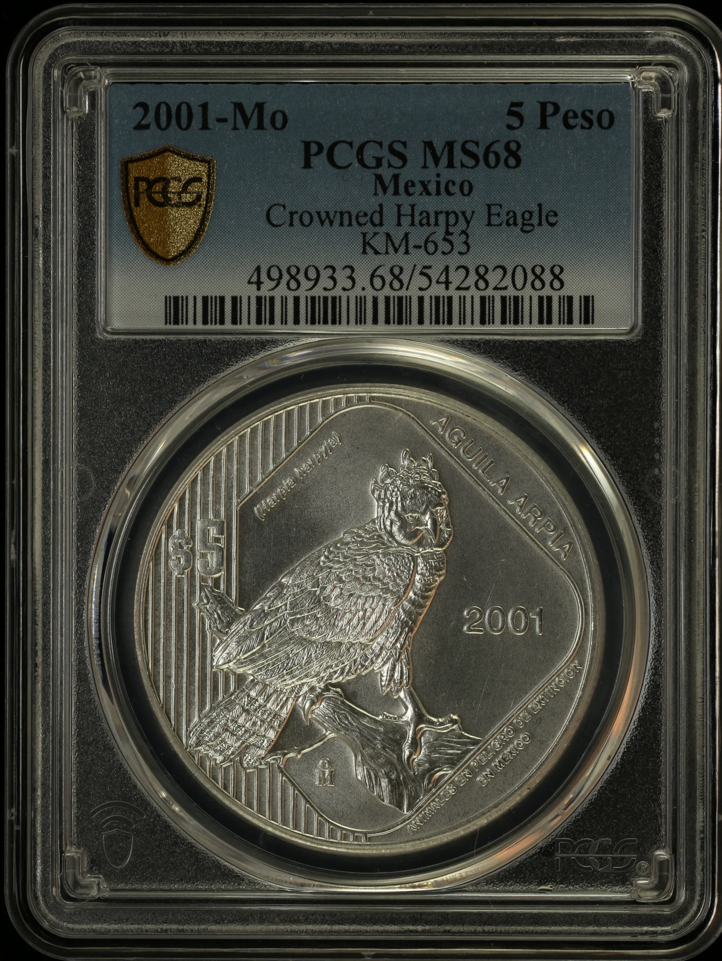 5 Peso Mexican Coins Modern Silver & Minors Modern Silver & Minors 5 Peso 2001 Mo KM-653 PCGS MS68 0163451 Modern Silver & Minors 5 Peso 2001 Mo KM-653 PCGS MS68 0163451