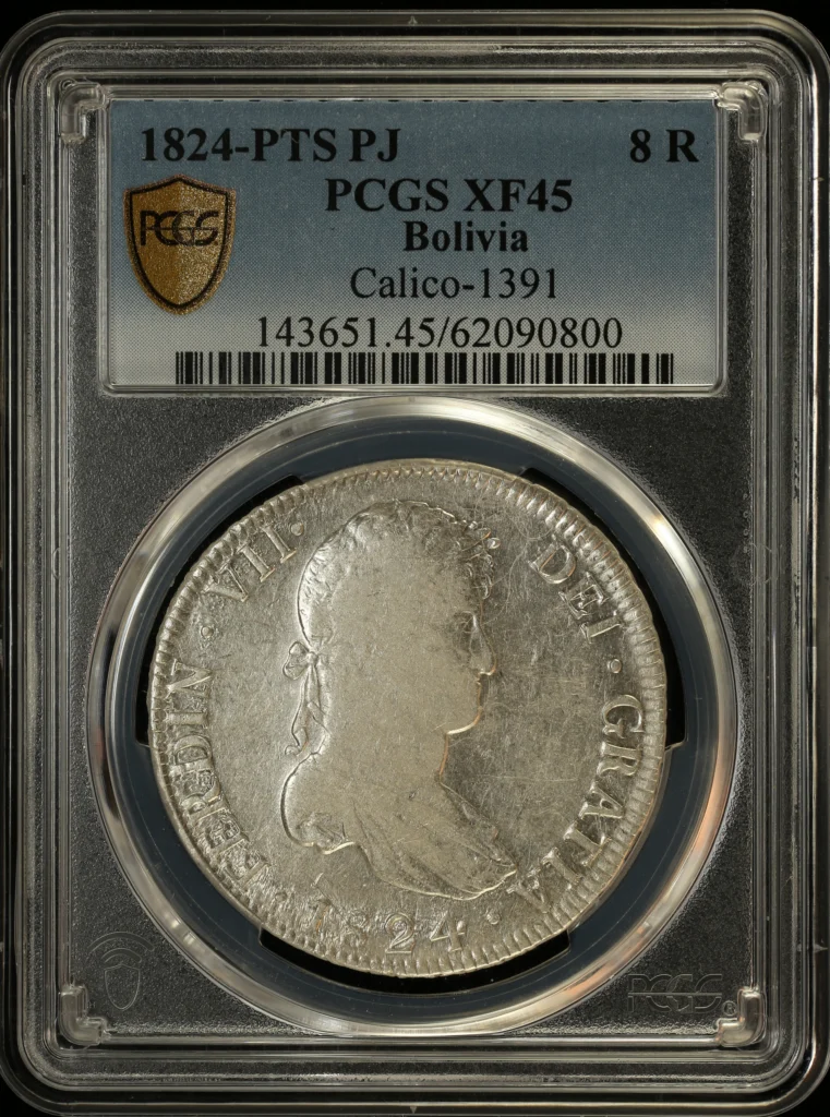 Bolivia 8 Reales 1824 Pts PJ Calico-1391 PCGS XF45 0163831