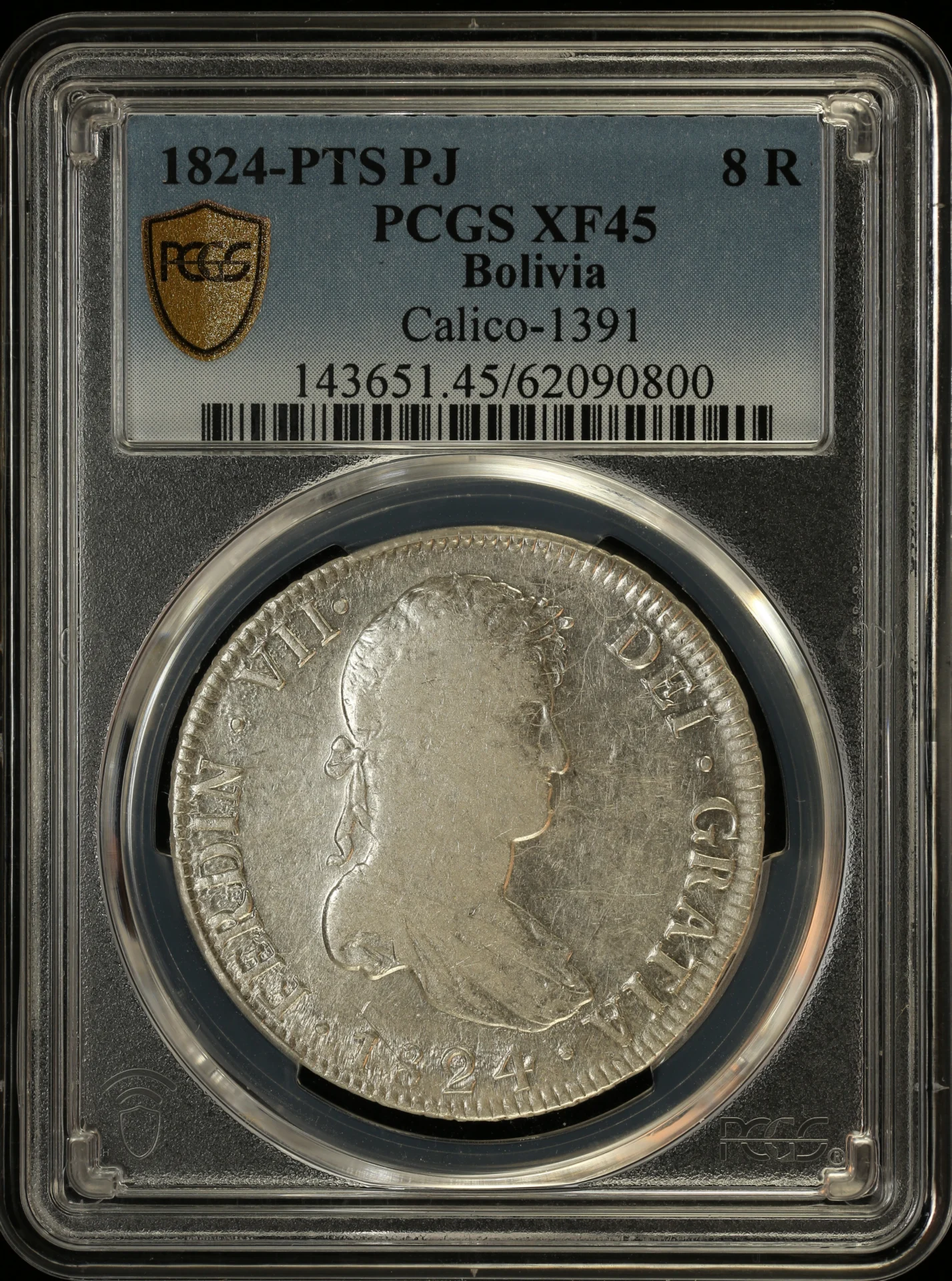Bolivia Latin American Coins Bolivia 8 Reales 1824 Pts PJ Calico-1391 PCGS XF45 0163831 Bolivia 8 Reales 1824 Pts PJ Calico-1391 PCGS XF45 0163831