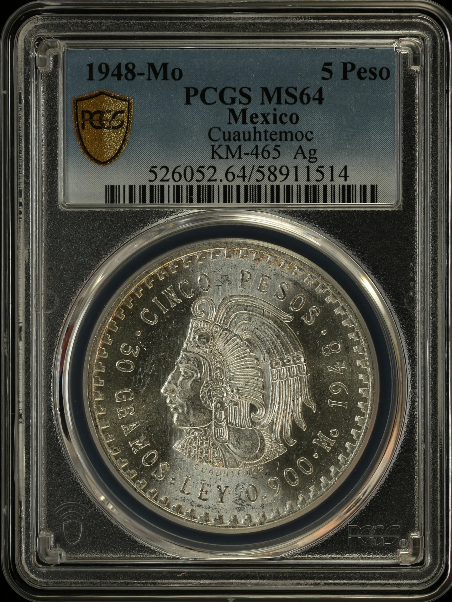 5 Peso Mexican Coins Modern Silver & Minors Modern Silver & Minors 5 Peso 1948 Mo KM-465 PCGS MS64 0163494 Modern Silver & Minors 5 Peso 1948 Mo KM-465 PCGS MS64 0163494Modern Silver & Minors 5 Peso 1948 Mo KM-465 PCGS MS64 0163494